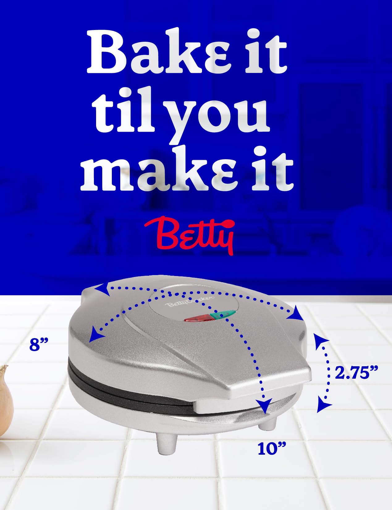 Betty Crocker 8" Travel Pizza Maker Plus, Indoor Electric Grill With Insulated Travel Bag, Nonstick Pan for Pizzas, Quesadillas, Nachos and more, Pizza Machine for Delicious Meals and Snacks, Silver