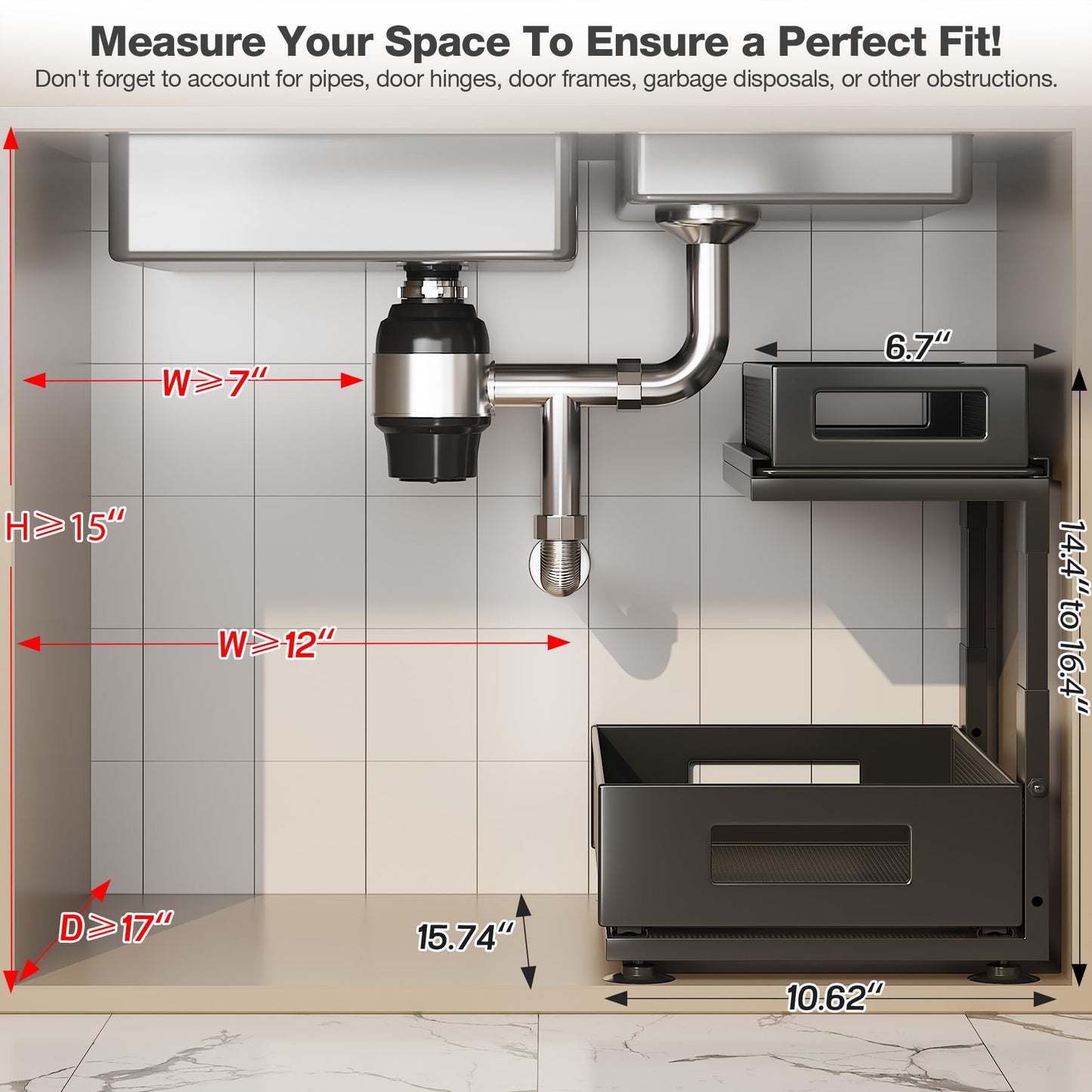 Corbyles 2 Pack Under Sink Organizer with Next-Gen Ball-Bearing Slides,2-Tier Pull Out Cabinet Storage,Height Adjustable Drawer Shelf for Bathroom,Kitchen,Laundry,Cabinet,Pantry(Patent Pending)