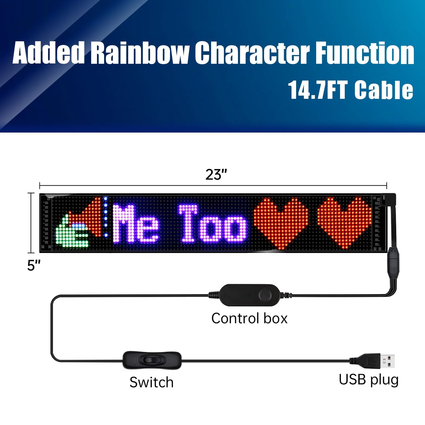 Programmable LED Signs,Flexible Scrolling LED Display,Bluetooth APP Control,Edit Text, Graffiti,Animations,for Car,Bar,Store (23"x 5")