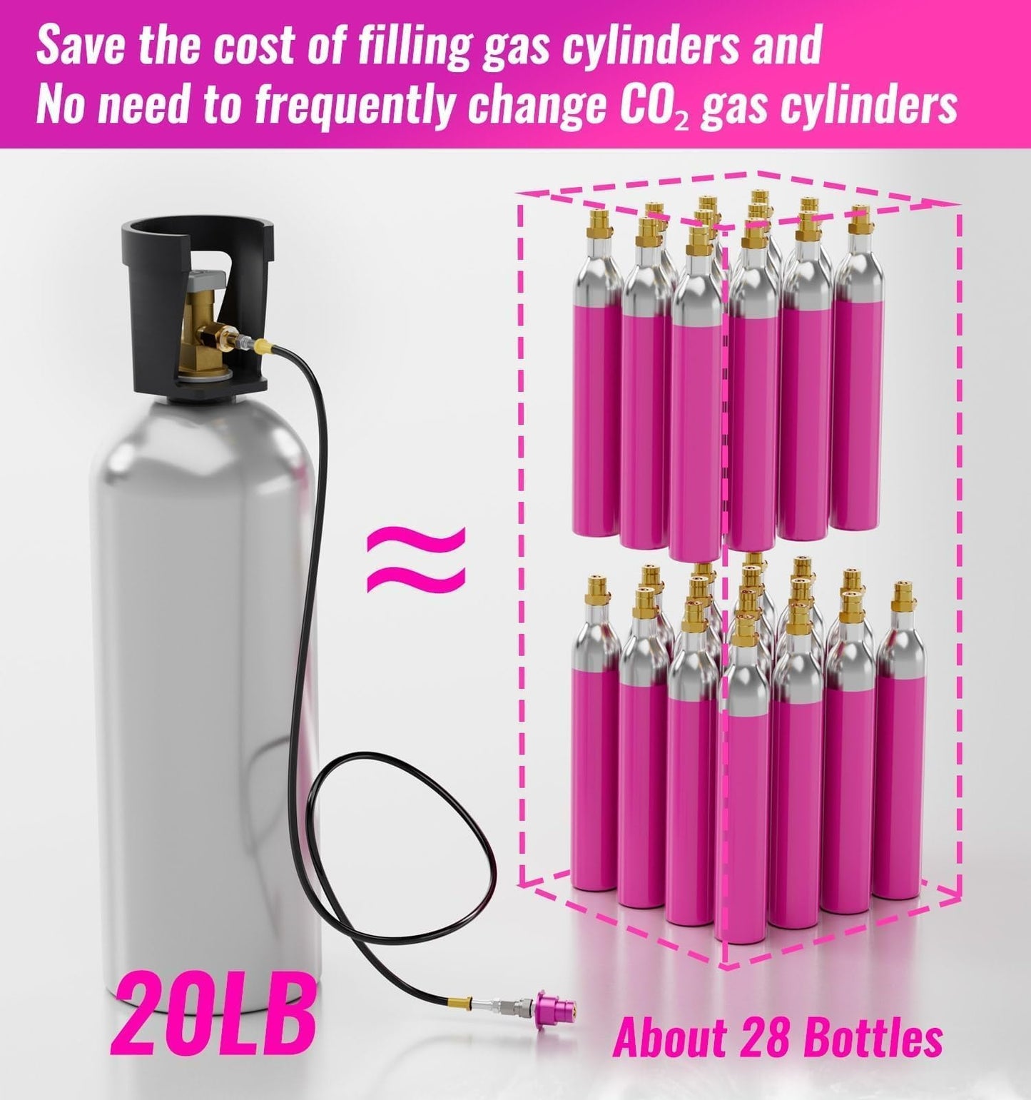 CALPOSE Soda Machine Co2 Adapter, Co2 Refill Quick Connect Adapter with CGA320 Connector, Soda Machine Connector with 60Inch High Pressure Hose Compatible for Terra, Duo, Art, Gaia, Soda Series