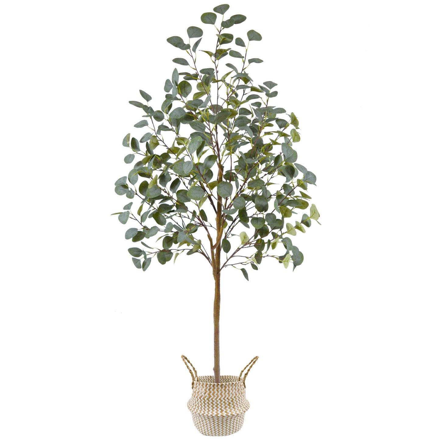 Warmplants Artificial Eucalyptus Tree, 5ft Tall Mordern Fake Eucalyptus Plant with Basket, Green Silk Leaves Perfect Faux Trees for Home Office Livingroom Floor Decor Indoor Outdoor