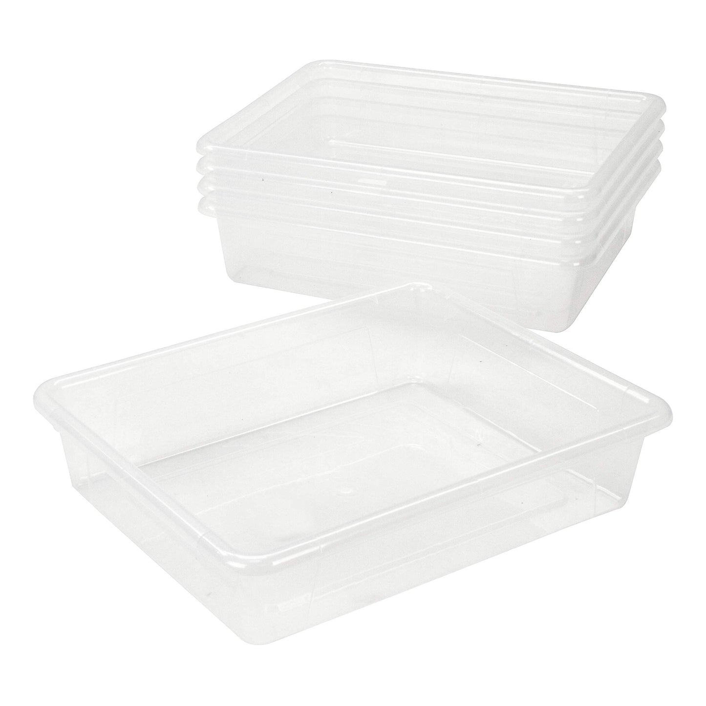 Storex Letter Size Deep Storage Tray – Organizer Bin with Non-Snap Lid for Classroom, Office and Home, Translucent, 5-Pack (62566A05C), 10 x 13 x 3 Inches
