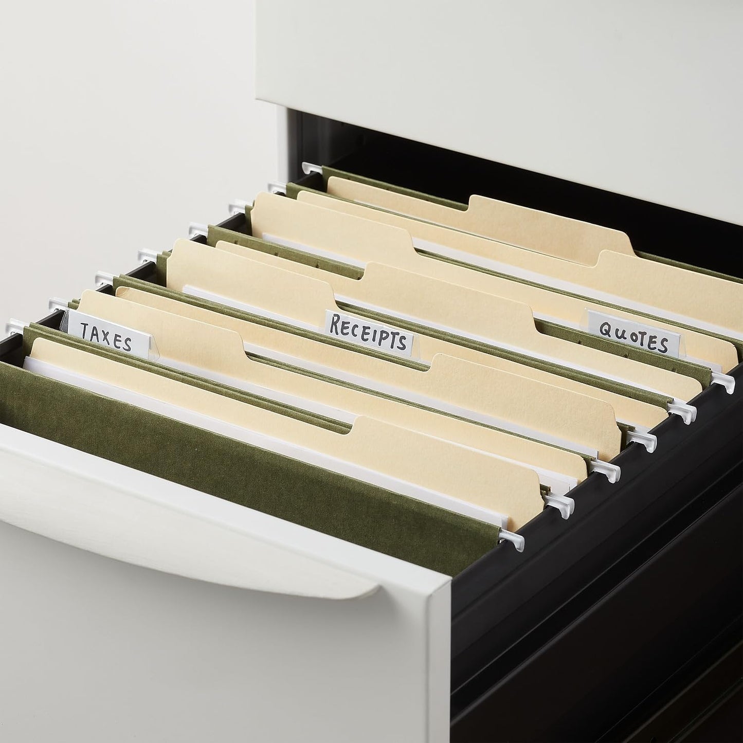 Staples Hanging File Folders, Letter Size, 2" Expansion, 1/5‑Cut Tabs, Standard Green – Durable Everyday Filing, 25‑Pack
