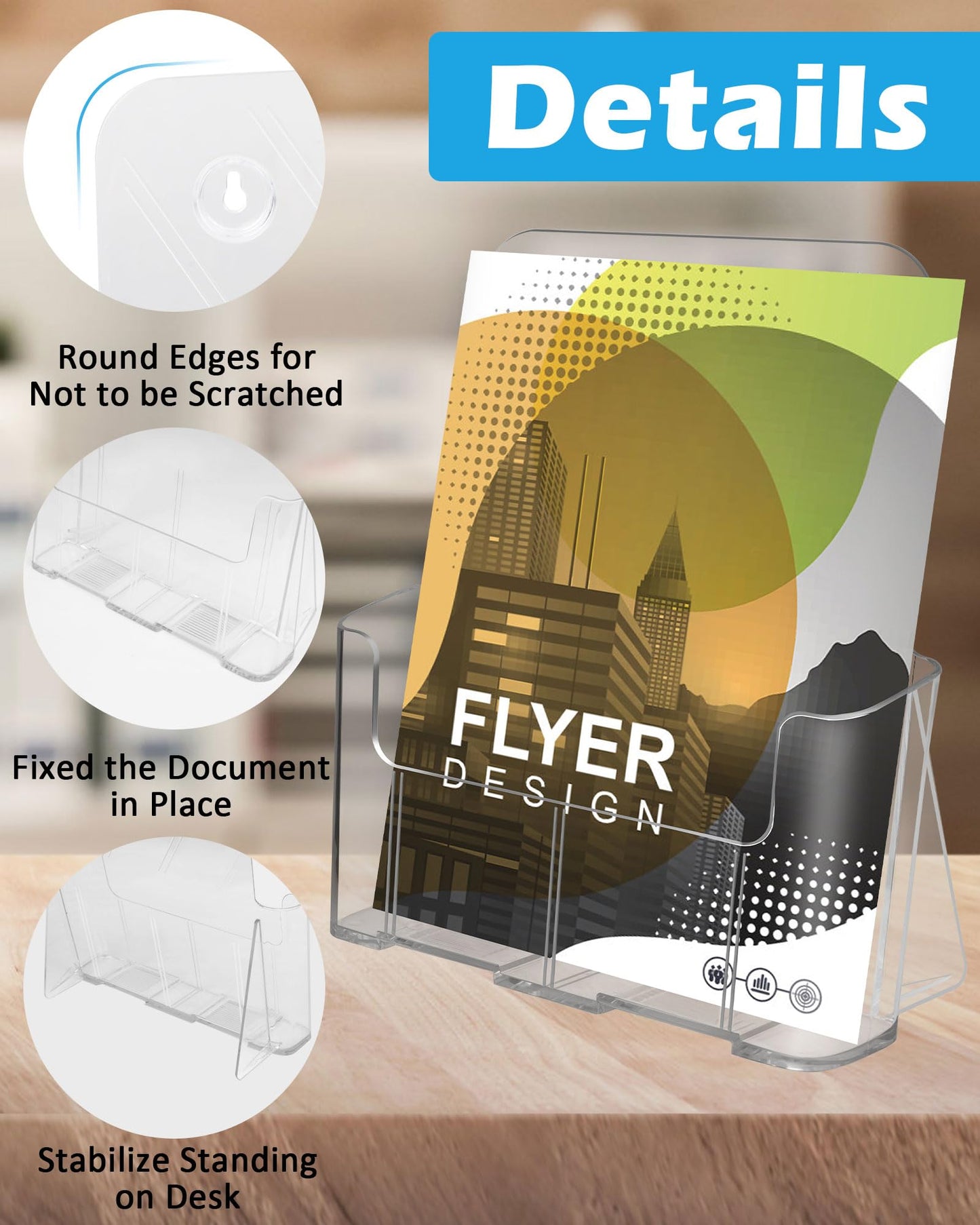 Sahasea Acrylic Brochure Holder, Acrylic Sign Holder 8.5 x 11, 6 Packs Brochure Display Stand, Clear Flyer Holder Pamphlet Paper Literature Holder for Document Magazine Menu, Table Desk Wall Mount