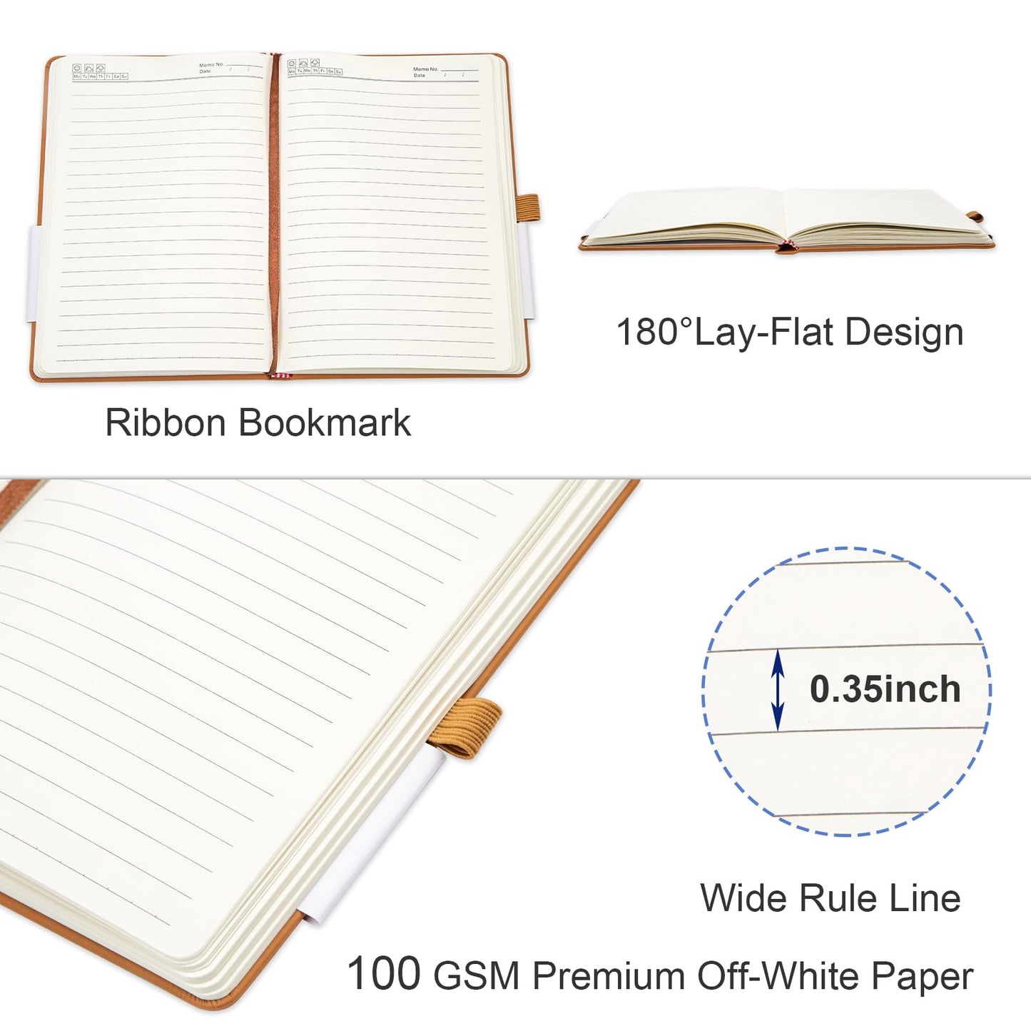 Principal Lines 12 Pack Lined Journal Notebook - A5 Hardcover Notebooks 192 Pages, 100 GSM Thick Paper Journal, 8.3 x 5.7 inches, Journals for Writing, School Supplies, Office Supplies