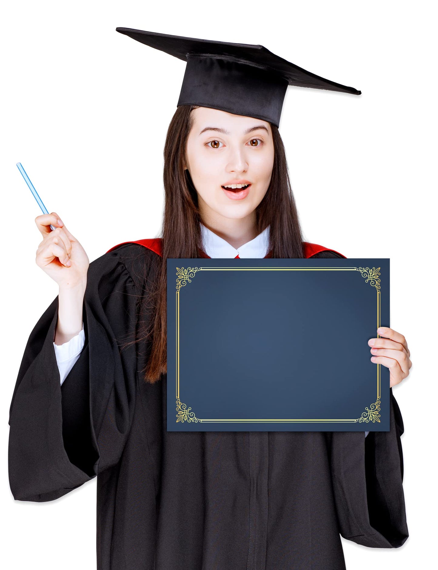 GNL Certificate Holders - 100 Packs Blue Diploma Holders, Certificate Covers with Gold Foil Border, for Letter Size 8.5 x 11 Award Certificate Paper and Documents
