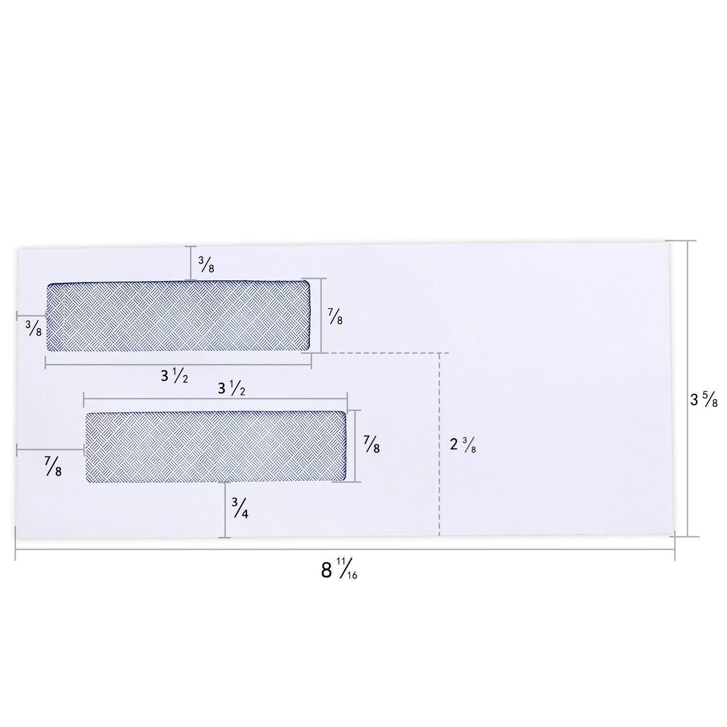Ohuhu 500 Pack #8 Double Window Envelope SELF SEAL Adhesive Tinted Security Envelopes Quickbooks Check, Business Check, Documents Secure Mailing, 3 5/8" x 8 11/16", White Envelope