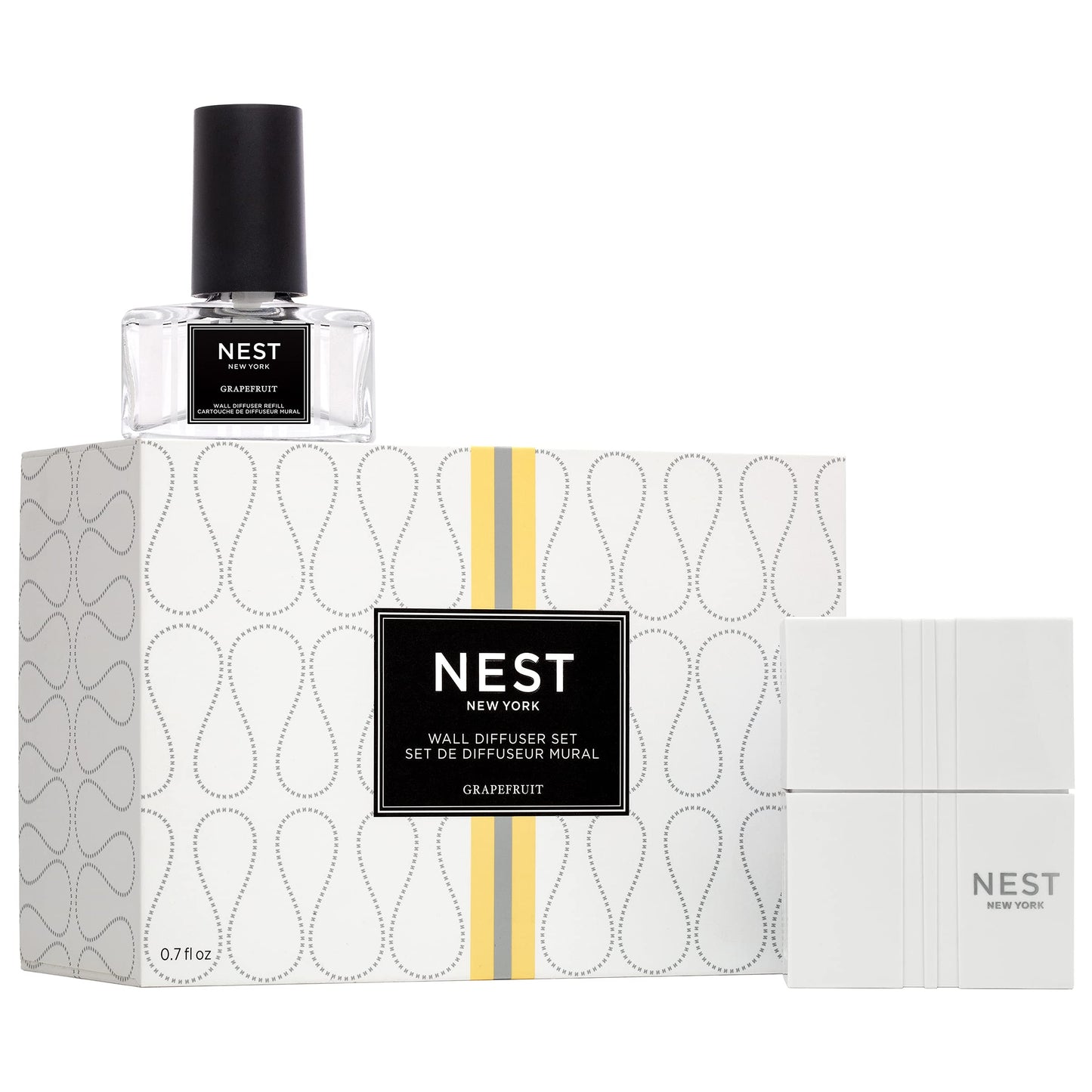 NEST New York Wall Diffuser Set, Grapefruit - Includes 1 Diffuser Unit + 1 Refill - Up to 30 Days of Continuous Scent - Cruelty Free, Vegan - Made in USA