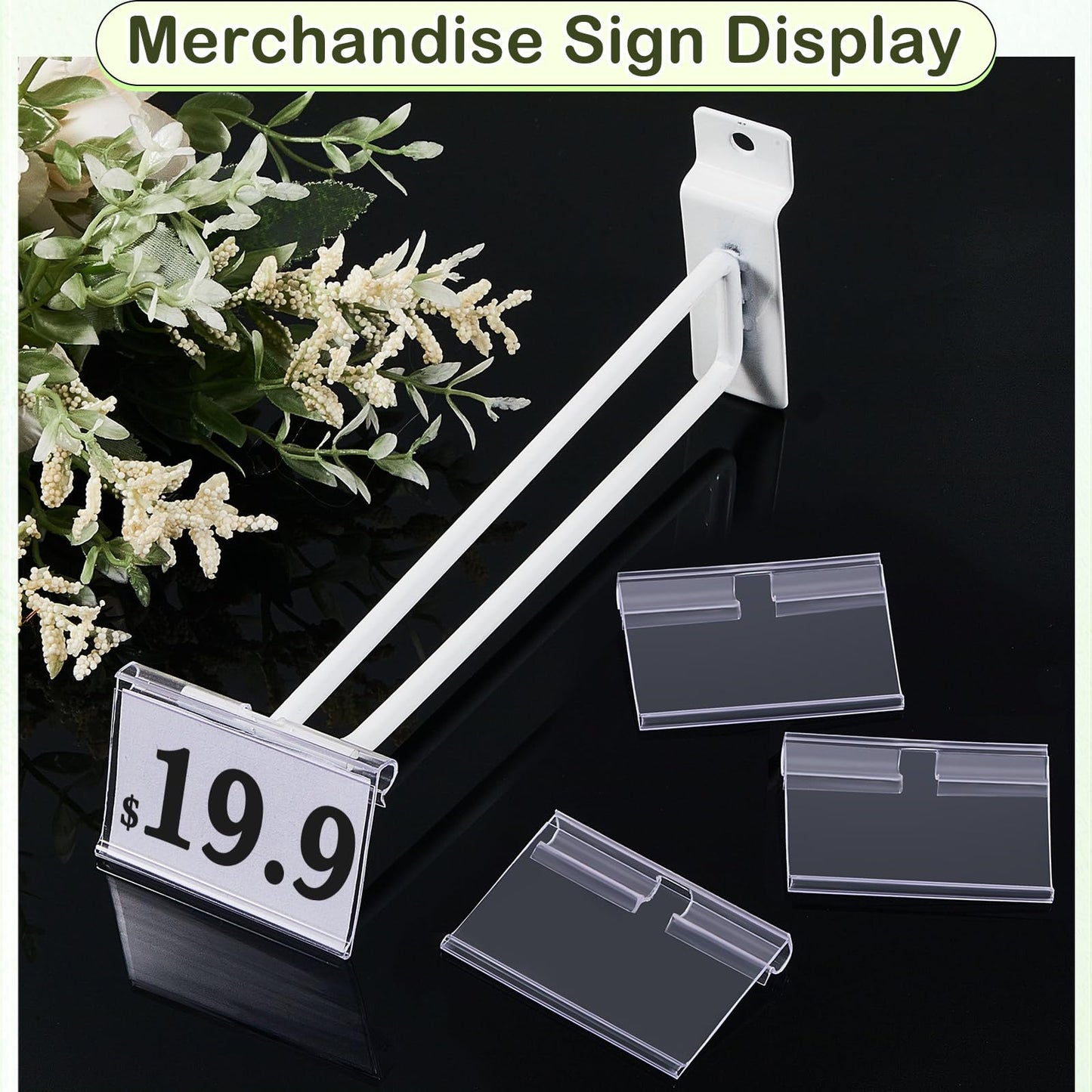 Tatuo 400 Pcs Reusable Plastic Wire Shelf Label Holders, Price Card Sign for Pantry Retail Supermarket Merchandise Shopping Mall Shop Ticket Display Holder Clip on Design, 2.36" L x 1.65" H (Clear)