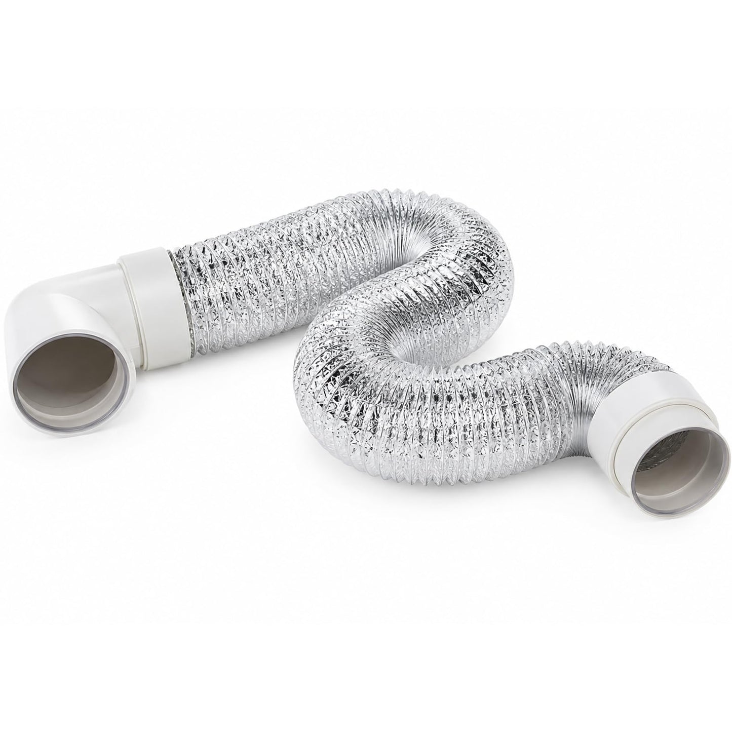 Dryer Vent Connector Kit - 90 Degree Dryer Vent Hose Connector for Tight Spaces, Space Saving Dryer Vent Elbow With Hose - DIY Toolless Design with Airtight Seal - STV-M by Ziggurat Products