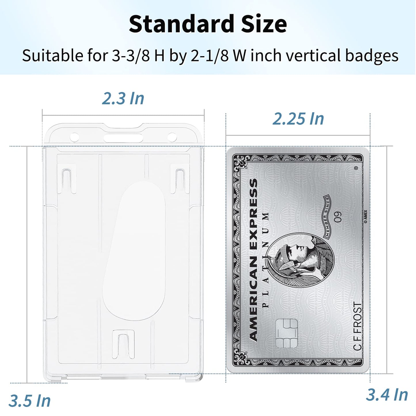 Pawfly 50 Pack Vertical 2-Card Badge Holder with Thumb Slot Hard Transparent PC Case Protector for Office School IDs Credit Cards Driver’s Licenses and Passes