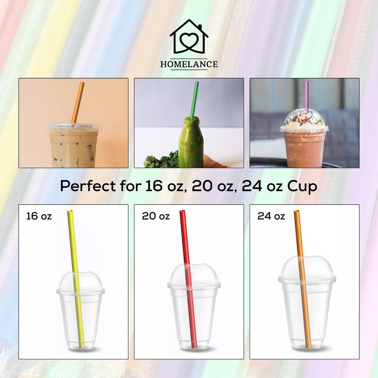 700 Pcs Multi Colors Jumbo Smoothie Straw Disposable Milkshake Straws Jumbo, Bubble Tea Straws For Cakes, Disposable Smoothie Straw Individually Wrapped (0.43" Wide X 9.84" Long)