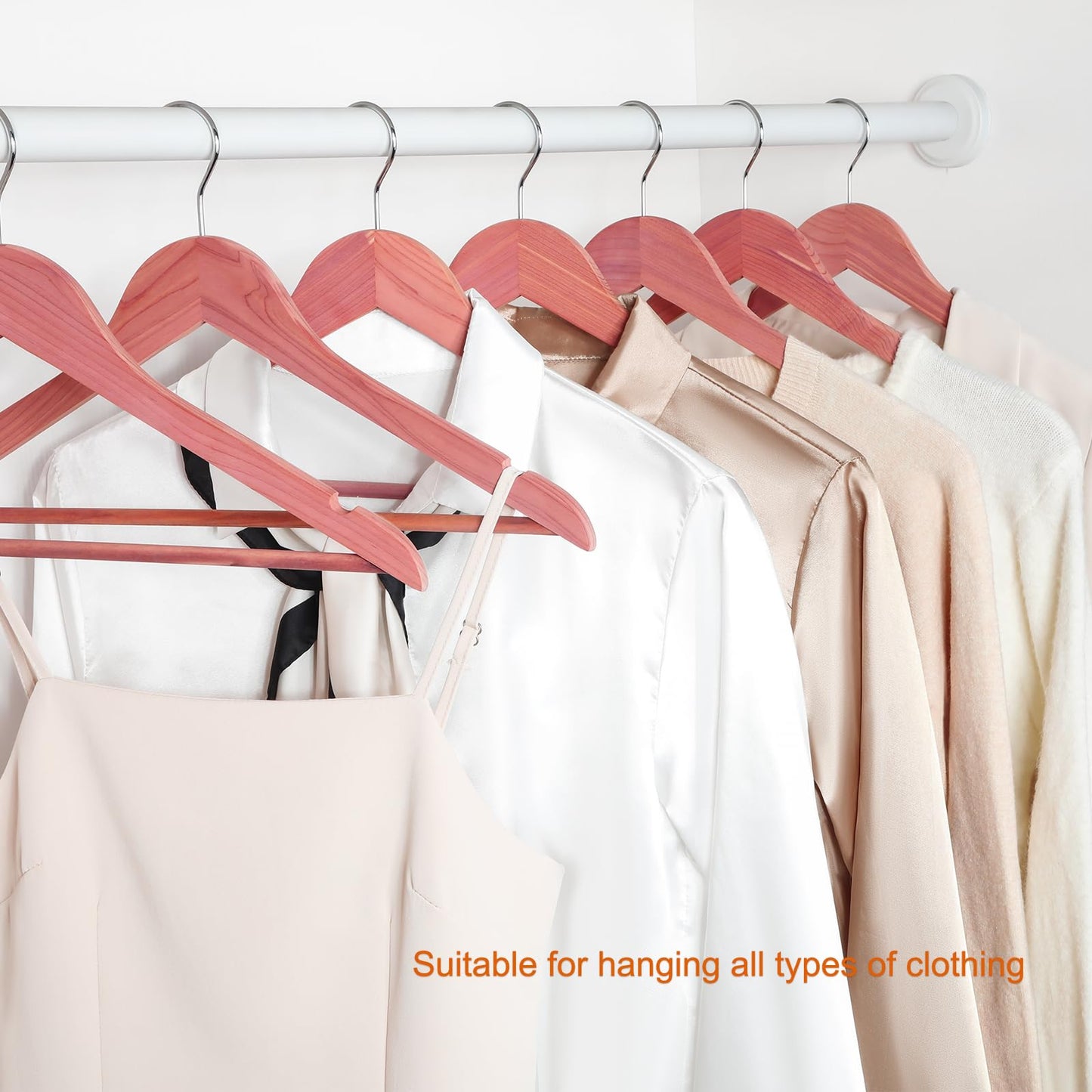 TOPIA HANGER American Red Cedar Wooden Hangers 30 Pack, Clothes Hangers for Closet, Wood Suit Hangers with Smooth Cut Notches, 360°Flexible Hook, Non-Slip Pants Bar(Natural)-CT07C30