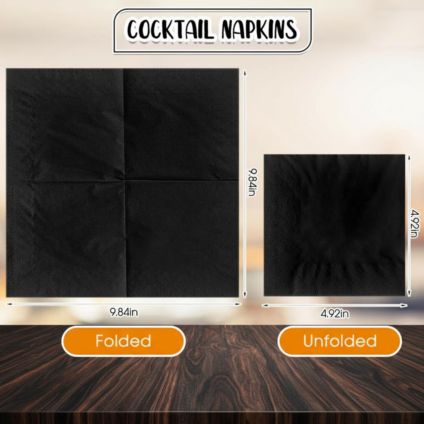 Henoyso Black 1000 Pack 2 Ply Cocktail Napkins Bulk Disposable Dinner Beverage Paper Napkins for Wedding Bar Party Birthday Cocktail Holiday Elegant Restaurant Event (Premium)