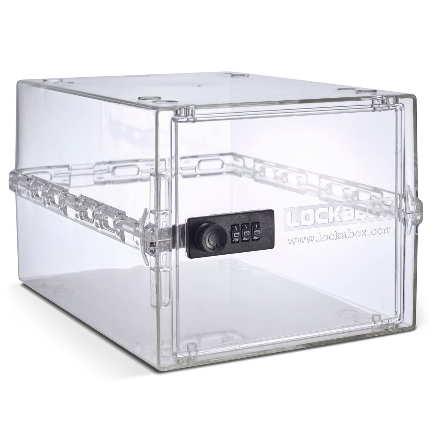 Lockabox One™ | Premium Lock Box | Medium Combination Lock Box For Food, Medicine & Home Safety | External Size 12 x 8 x 6.6 inches (Crystal)