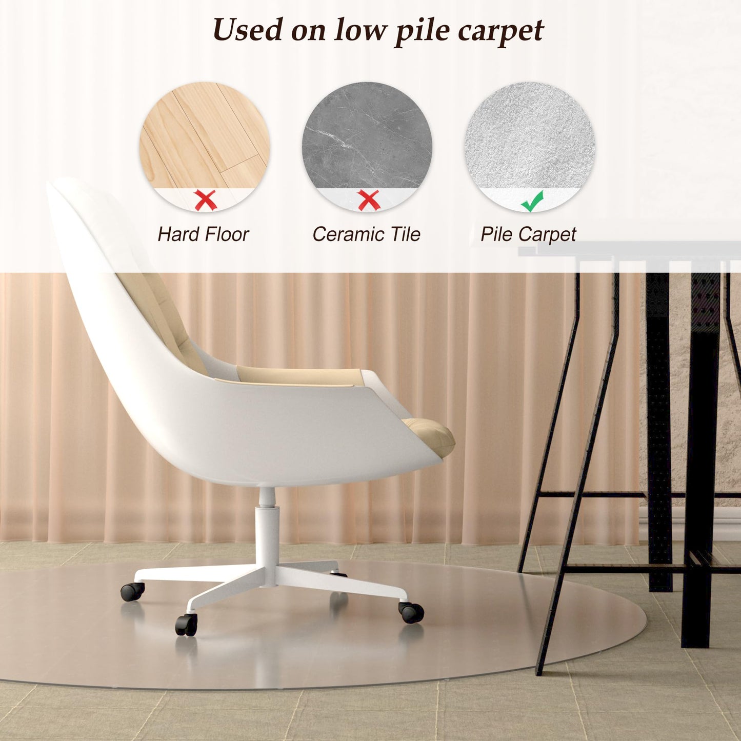 Quapkatt Non-Slip Office Chair Mat for Carpet, 35 x35Inches Clear Plastic Desk Mat for Rolling Chairs, Waterproof and Oil-Resistant, Anti-Fatigue Mat for Standing Desk