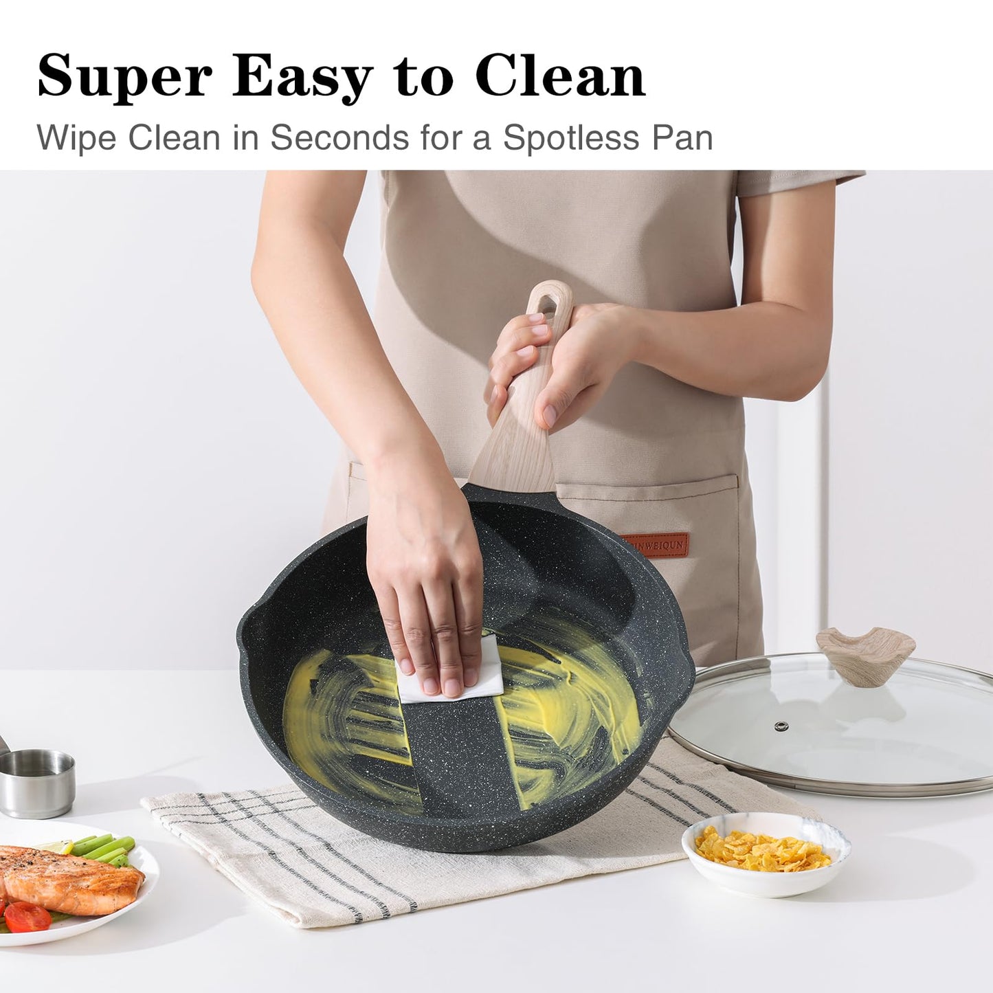 Kordisen Nonstick Frying Pan, 12.5 Inch Large Skillet, Granite Cooking Pan, Healthy and Non Toxic, Induction Compatible, PFOA Free