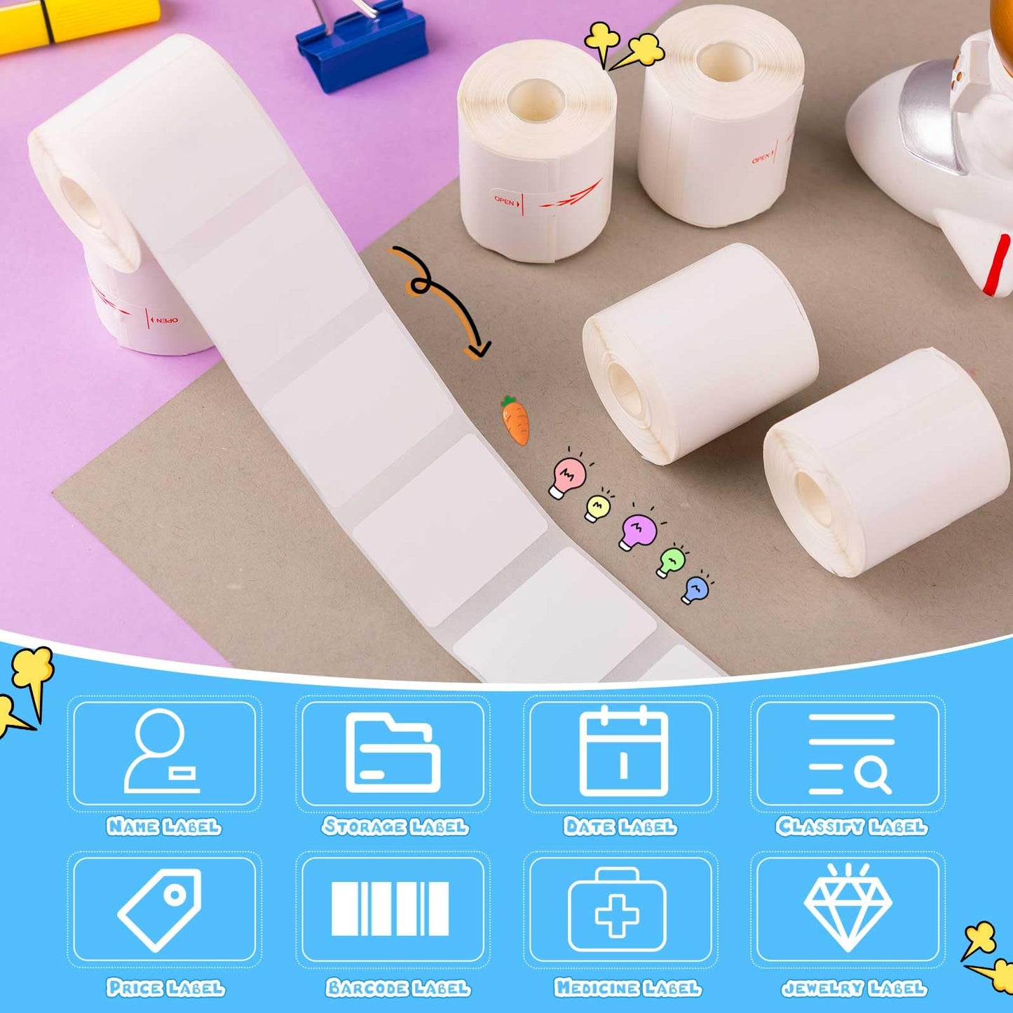 Ctosree 24 Rollers Compatible with Phomemo/D30 Label Printer Blank Adhesive Thermal Paper Compatible with Phomemo Label Printer Paper Sticker Tape for Name Price(1.57 x 1.18 Inch)