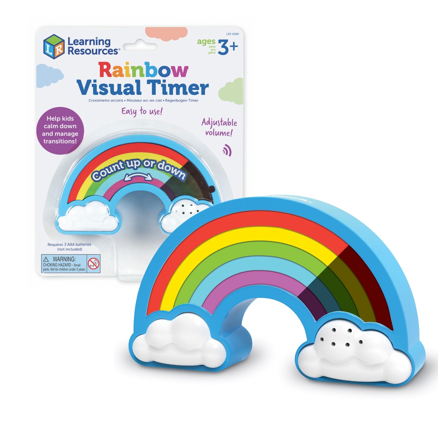 Learning Resources Rainbow Visual Timer - Time Management for Children, Audio and Visual Alarms, Schedule for Kids, Social Emotional Learning Skills, Countdown for Teachers, Classroom Must Haves