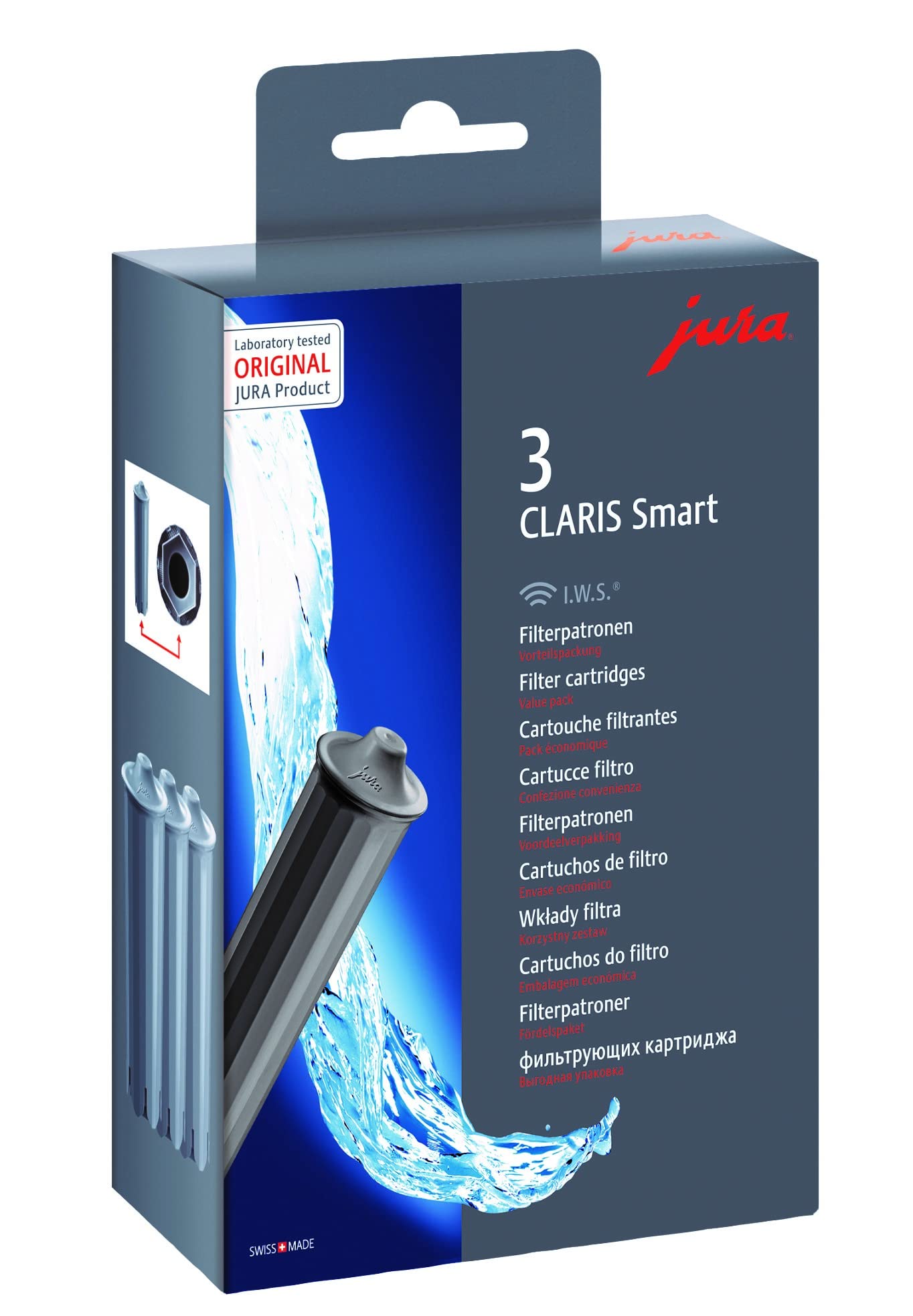 Jura 71794 "Claris Smart Filter Cartridge, Grey, 3-Piece, 5 x 10 x 10 cm