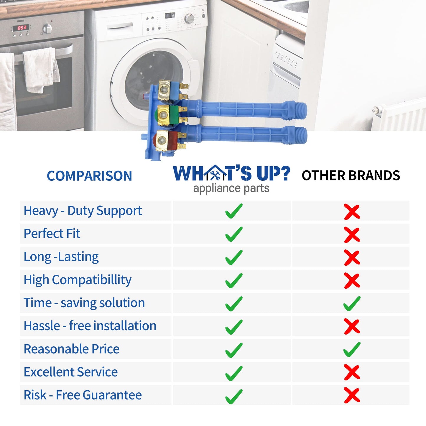 What's Up? 134371220 K-75821-01 Washer Water Inlet Valve Replacement Part for Kenmore and Frigidaire Washers Replaces AP3844429, 1154728, AH1145692, EA1145692, PS1145692