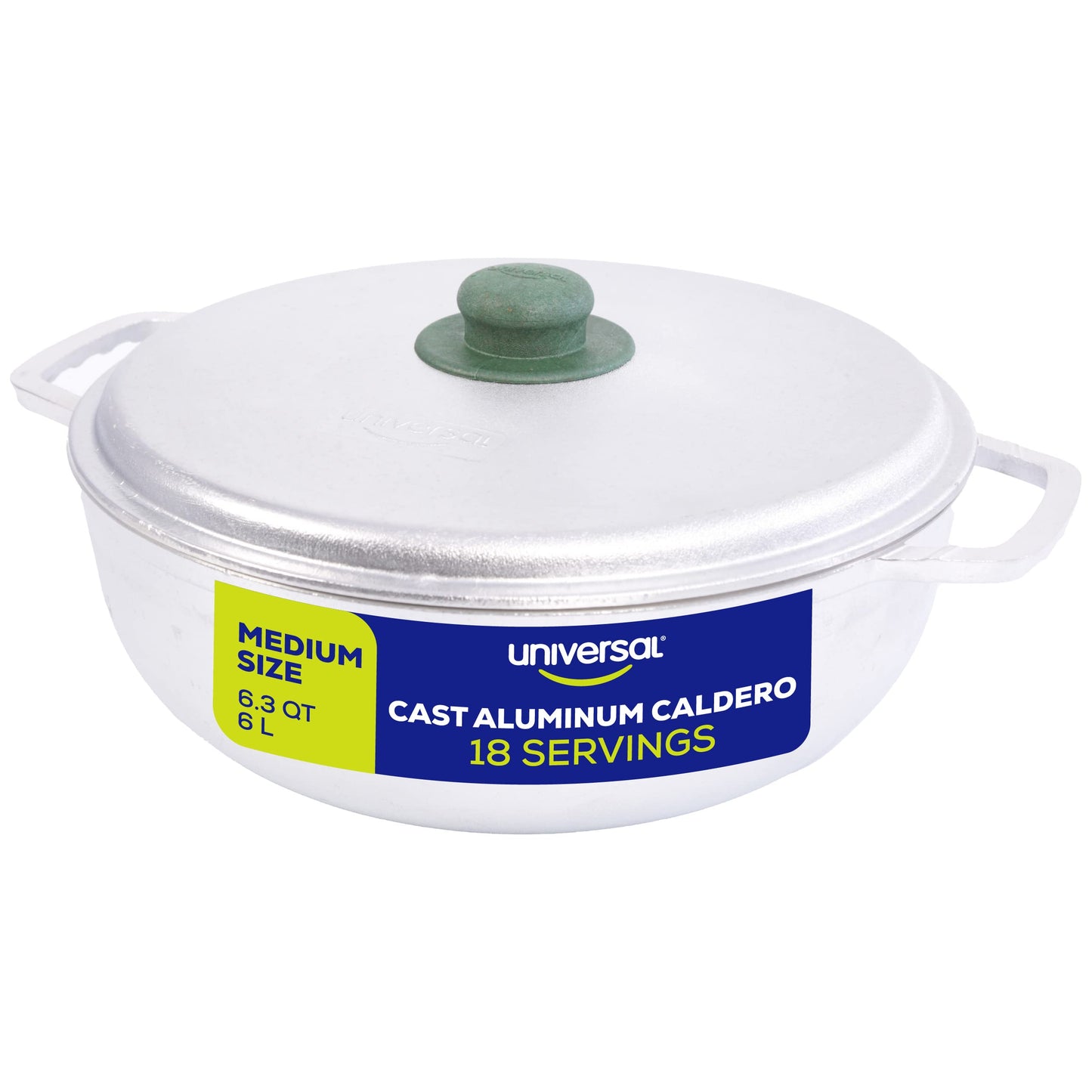 Universal 6.3 QT Caldero – Traditional Cast Aluminum Cooking Pot with Lid, 18 Cup Rice Pot for Soups, Stews, Beans & Everyday Family Cooking