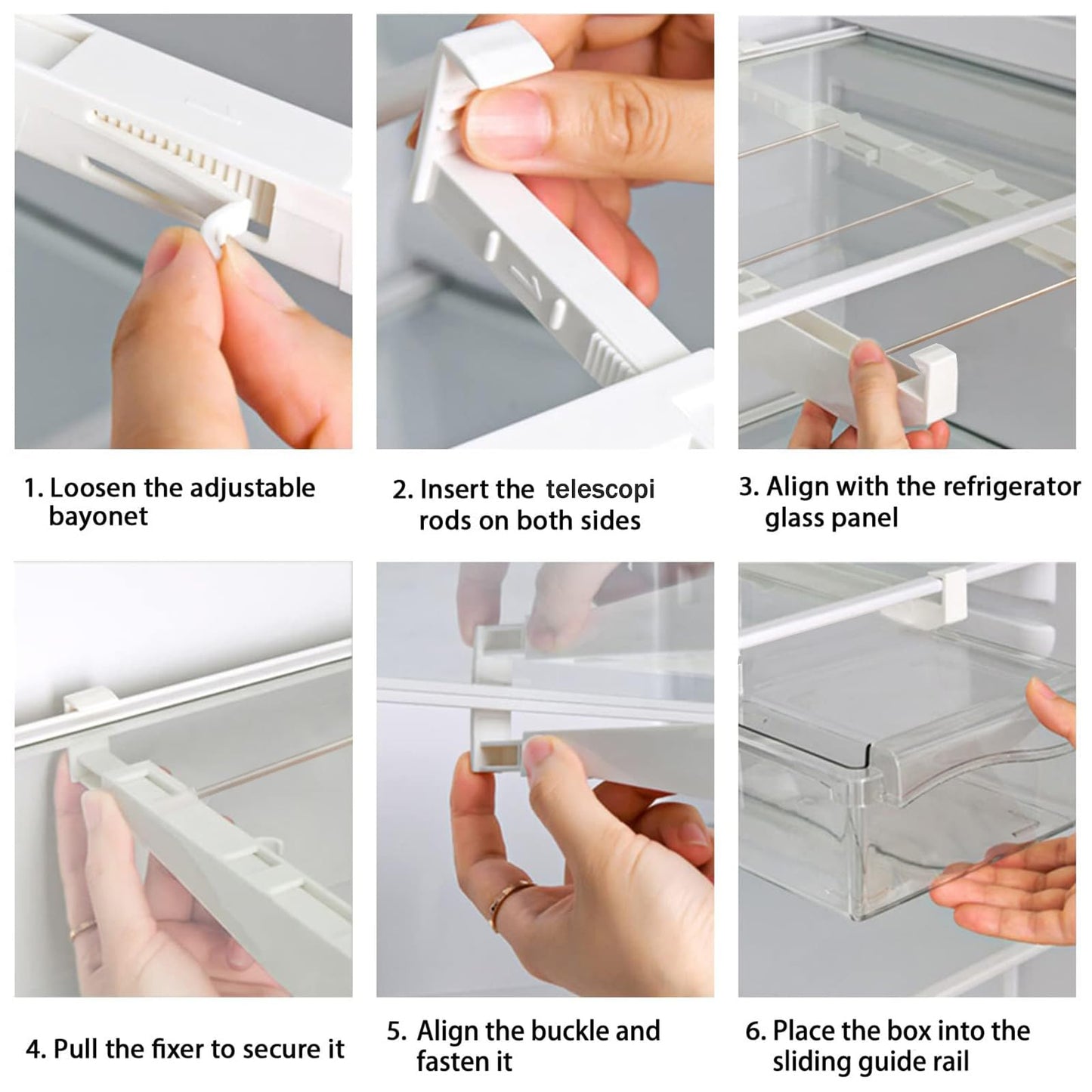 URALFA 2 Pack Fridge Drawer Organizer Egg Holder For Refrigerator Pull Out, Refrigerator Drawers for Fruit and Vegetable, Transparent Organization and Storage Box Fit for Fridge Shelf