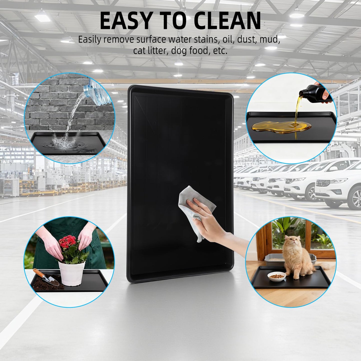Dollate 3 Pack Extra Large Oil Drip Pan -35X24X1.5In Oil Drip Tray for Under Car, Automotive Plastic Drip Pan Oil Catch Drain Replacement Tray for Keep Garage Floor, Mini Fridge, Washing Machine Clean
