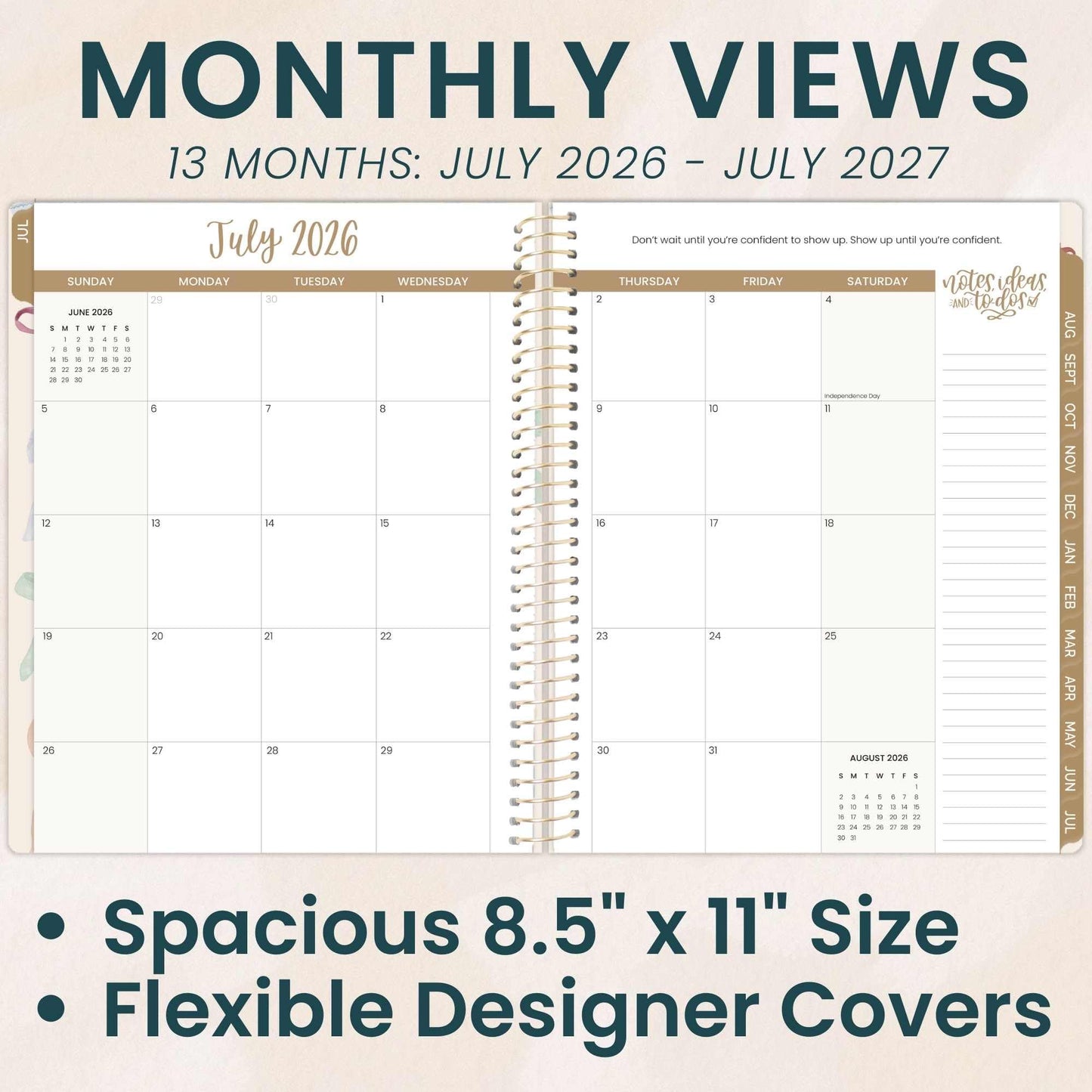 bloom daily planners 2026-2027 Planner (8.5” x 11") 13 Month Academic Year Organizer (July 2026 - July 2027) - Weekly & Monthly Agenda Book with Stickers & Tabs - Bows