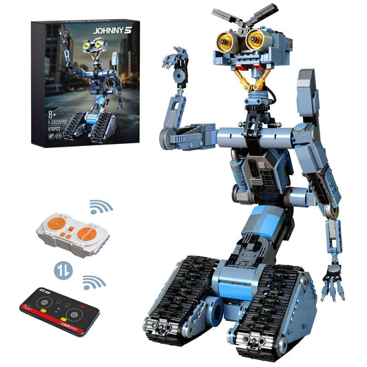1176 Pieces Johnny 5 Robot Building Set with Remote Control, Short Movie Building Blocks Toy, Compatible for Lego Adults, Rechargeable Technic Robotics Figure Model Kit, Gift for Father's Day