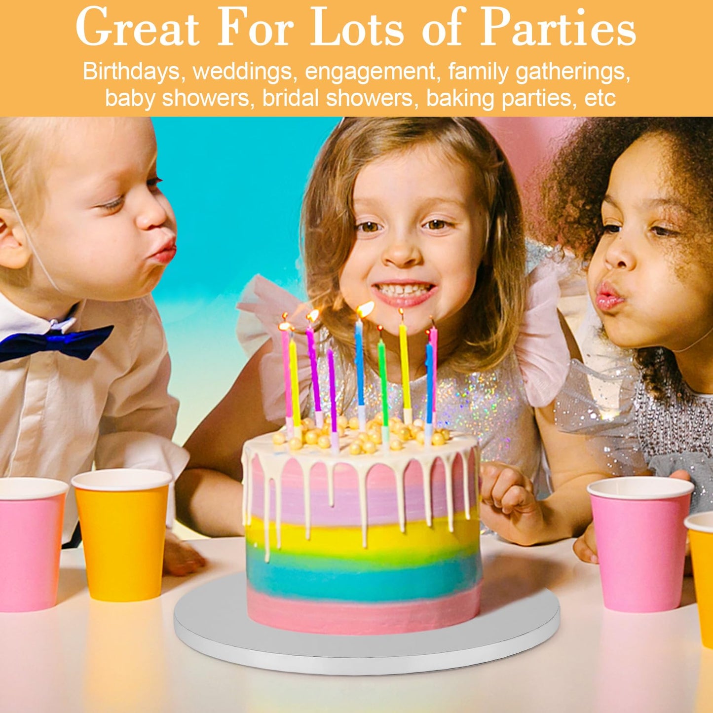 12 PCS Cake Drums 14 Inch, 14inch Drum, Cake Boards 14 Inch Round, 1/2" Thick Cardboard, Sturdy Circle, Base para Pastel Cardboard Base White Cake Boards for Wedding