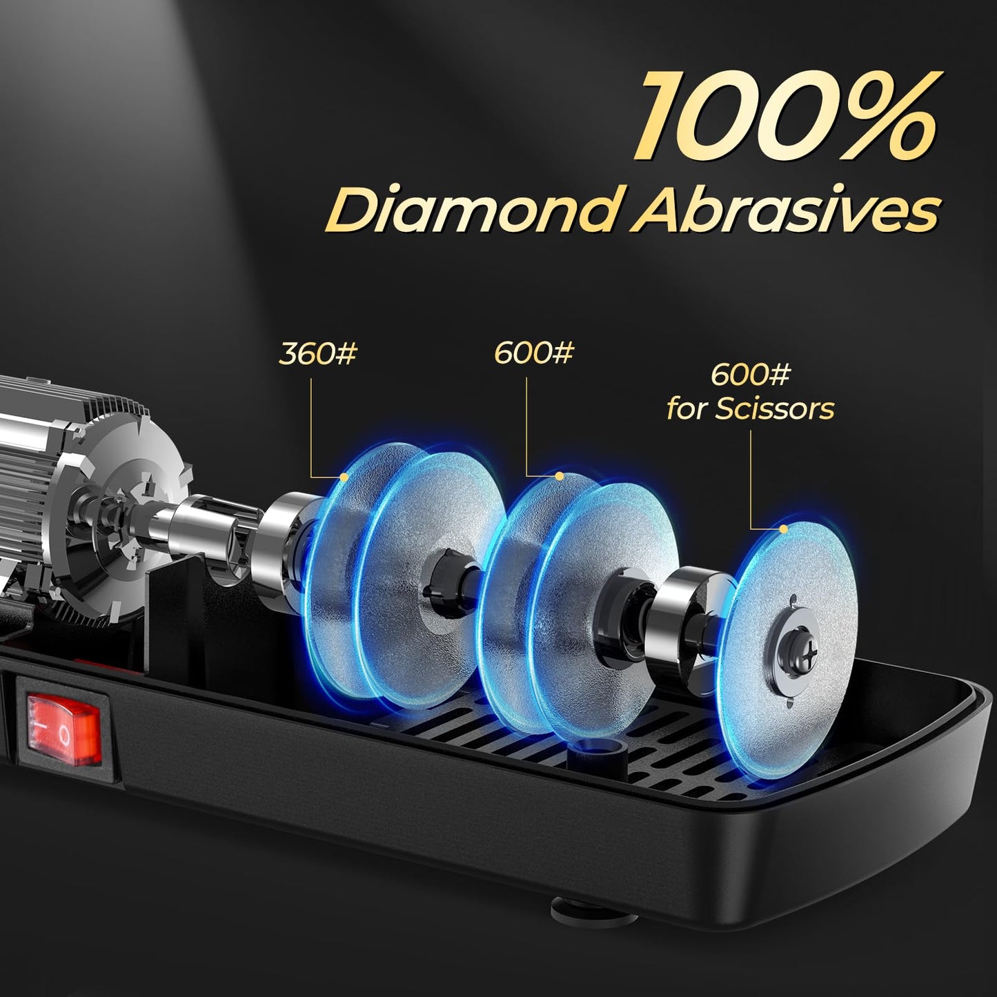 Narcissus Knife Sharpener, Diamond Abrasives Electric Knife Sharpener for Stainless Steel and Ceramic Knives, with Scissors Sharpener & Metal Dust Collection Box, Quick Sharpening & Polishing, Silver