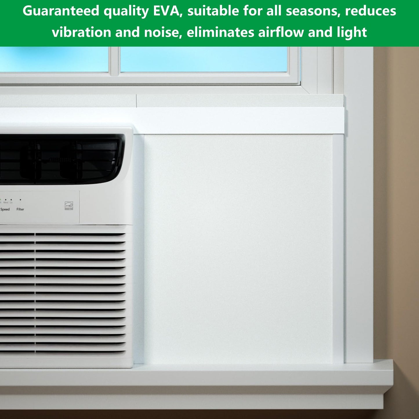 Window Air Conditioner,Side Insulated Foam Panel, Summer/Winter Heat and Draft Insulating,Full Surround Insulation Panels Window Seal with 4 pressure strips 2PIC Thickness 0.79in