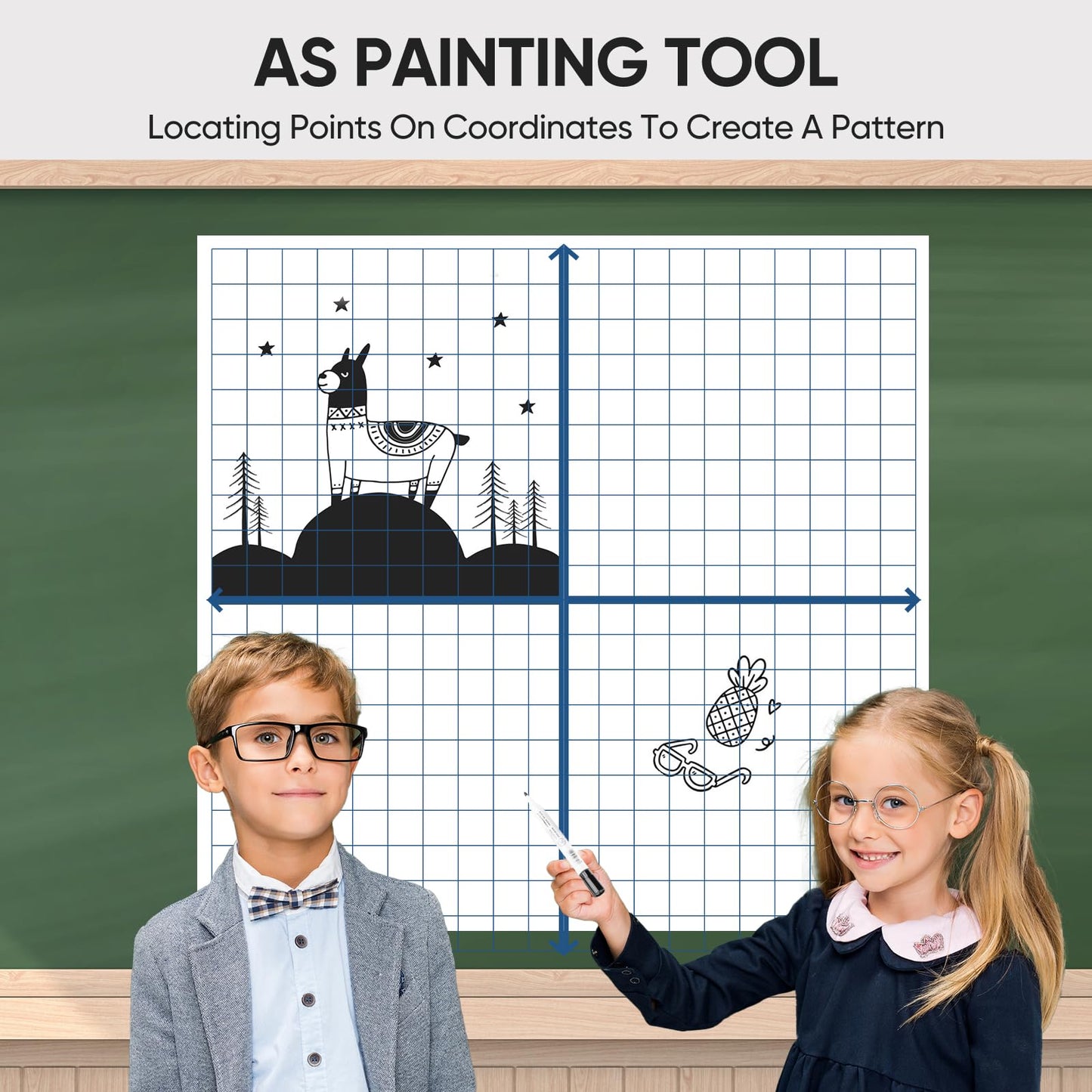 Magnetic XY Coordinate Dry Erase Grid, 35" x 35" Inches, Dry Erase Graph Board, Magnetic Coordinate Plane for White Board, Teacher Math Classroom Must Haves, School Classroom Office Supplies