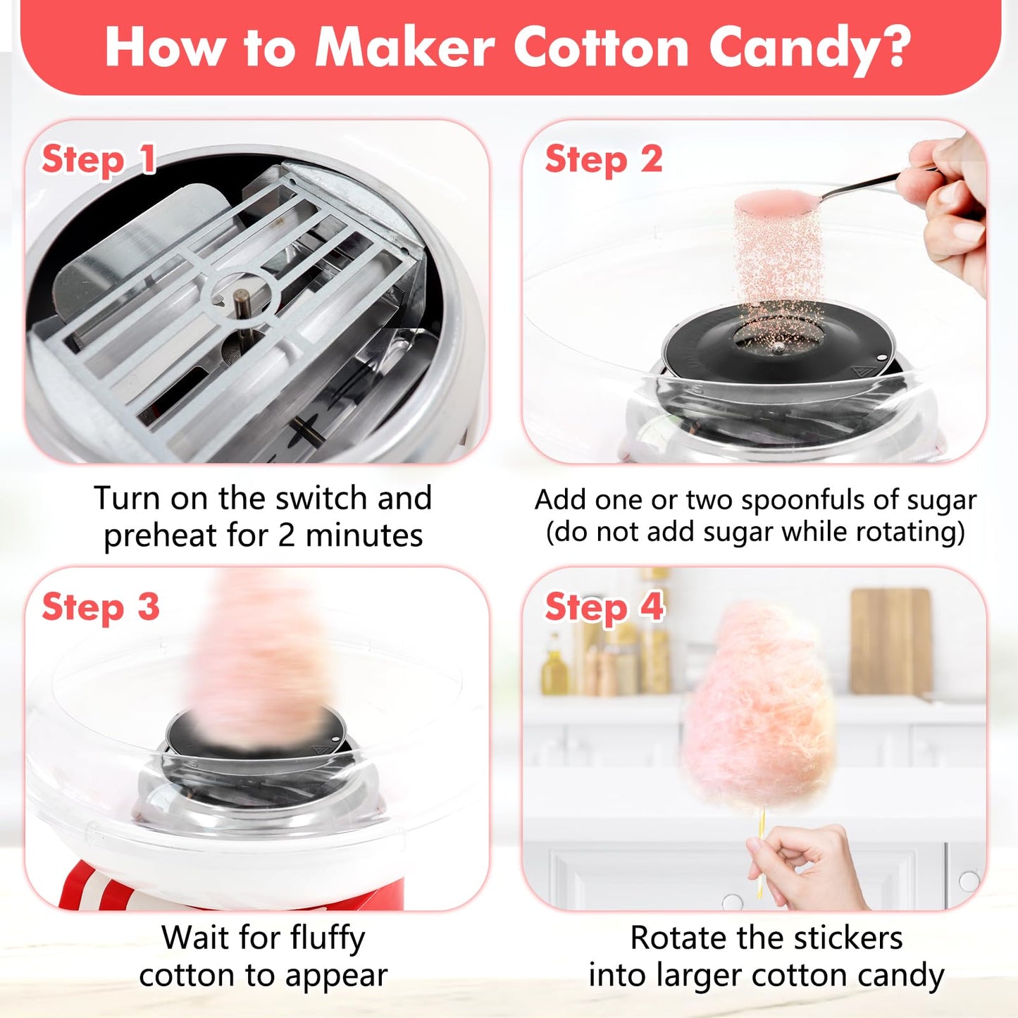 Cotton Candy Machine for Kids, Cotton Candy Maker Machine Candy Candy Floss Maker for Home Birthday Family Party Christmas Gift