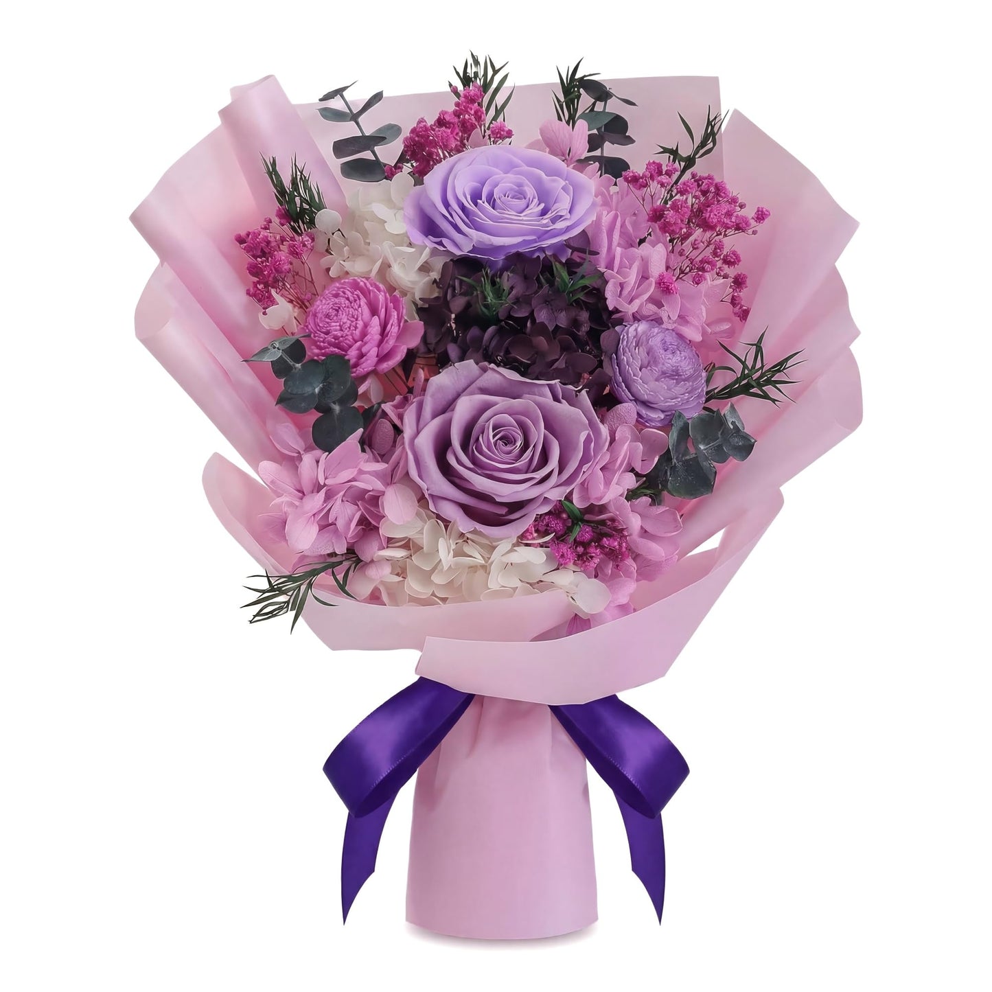 HOTKBO Flowers for Delivery, Preserved Flowers Bouquets – 4 Eternal Purple Preserved Roses that Last 2-3 Years, Birthday Gifts for Women, Forever Roses Bouquet for Graduation,Anniversary,Home Decor