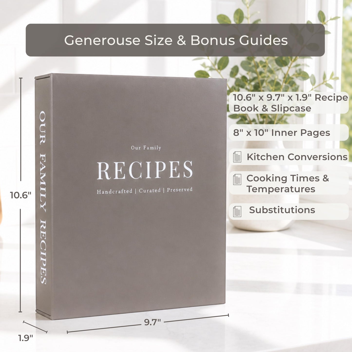 Klavas Collective Blank Cookbook to Write in Your Own Recipes - Linen Hardcover Spiral Recipe Book with Photo Pages & Pocket, Heirloom Family Keepsake Gift