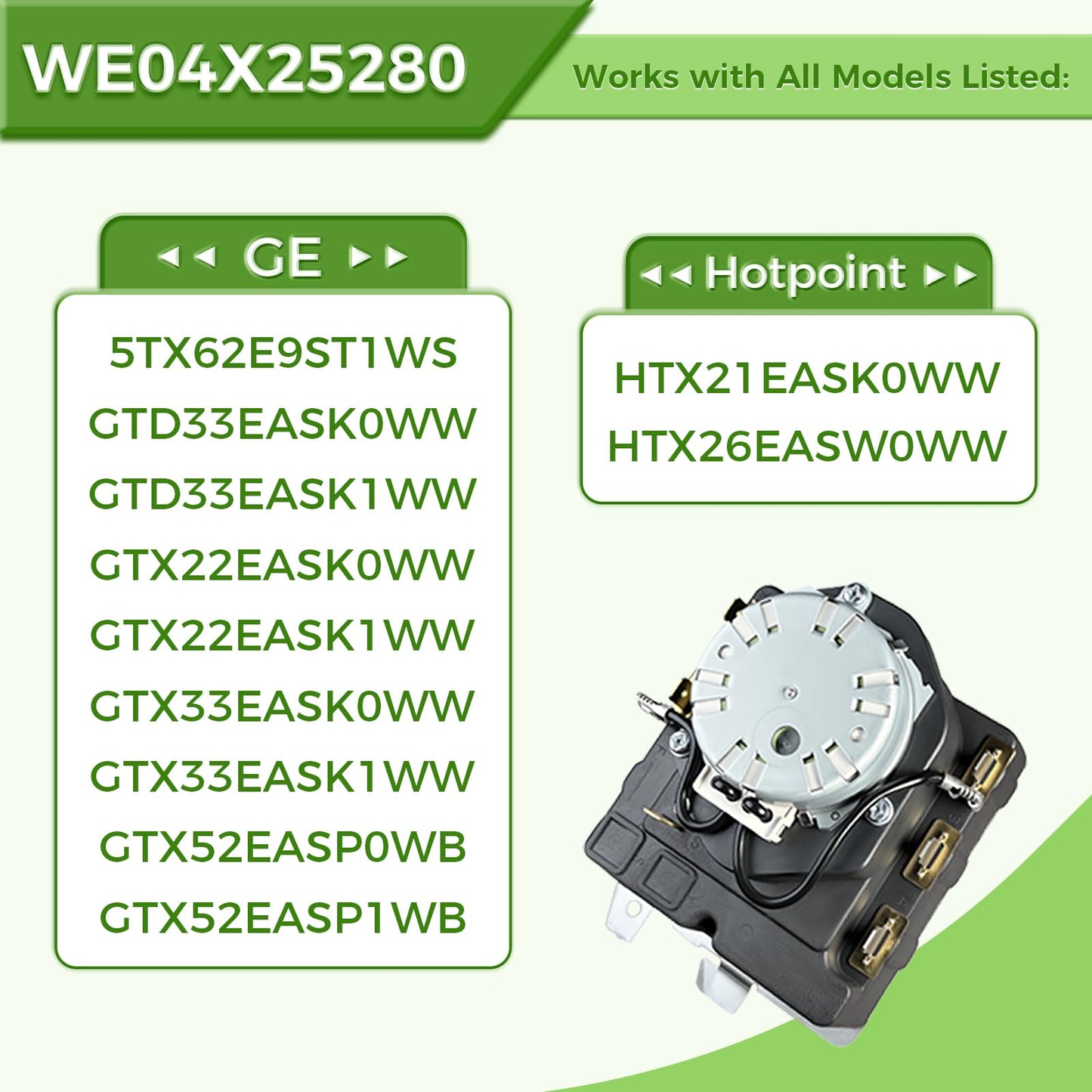WE04X25280 TMD1EM35 234D2377P005 Dryer Timer Compatible with GE Hotpoint, Replacement Part WE04X25280-24PK 4467035 AP6032628 PS11763067 EAP11763067, 1 Year Warranty