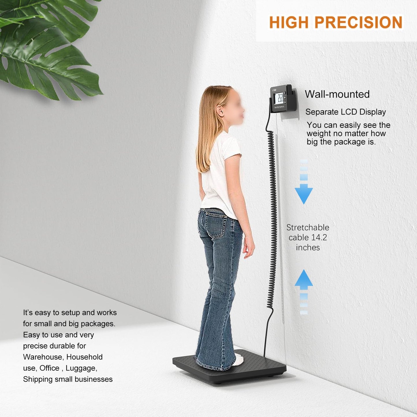 CCWEIGH Shipping Scales 440lbs x1oz Highly Accurate Postal Scales Ultrathin ABS Large Platform,Superlight Postal Scales for Shipping Packages,Small Business,Luggage Scale Battery and Adapter