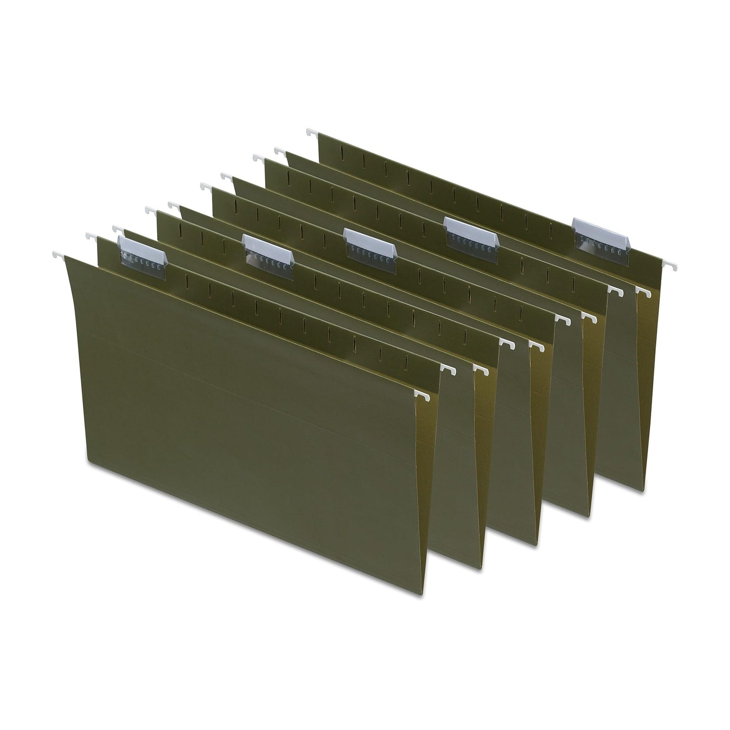 Staples Hanging File Folders, Legal Size, 5‑Tab, Standard Green, Durable Construction – 100/Carton