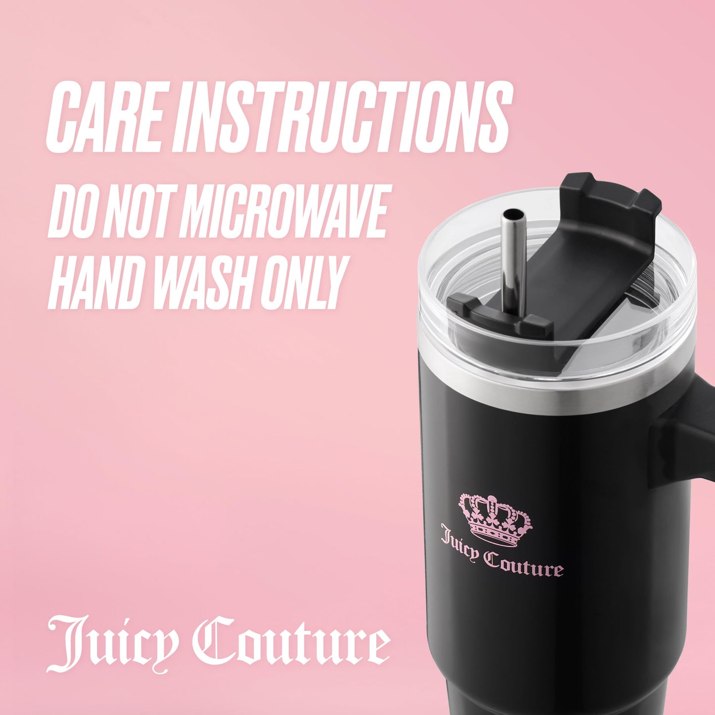 Juicy Couture Travel Style Fashion Water Bottle - Black - 31.5oz