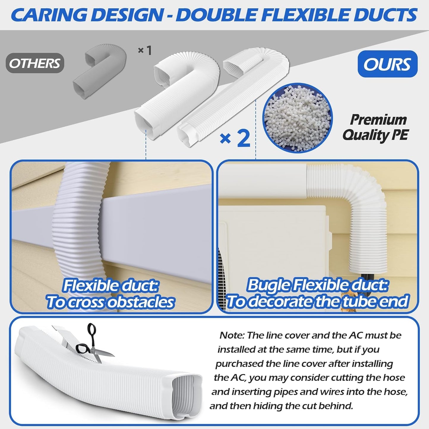 TAKTOPEAK 3'' 17 Ft [Quick Installation] PVC Decorative Line Cover Kit for Ductless Mini Split Air Conditioners, Central AC and Heat Pump Systems