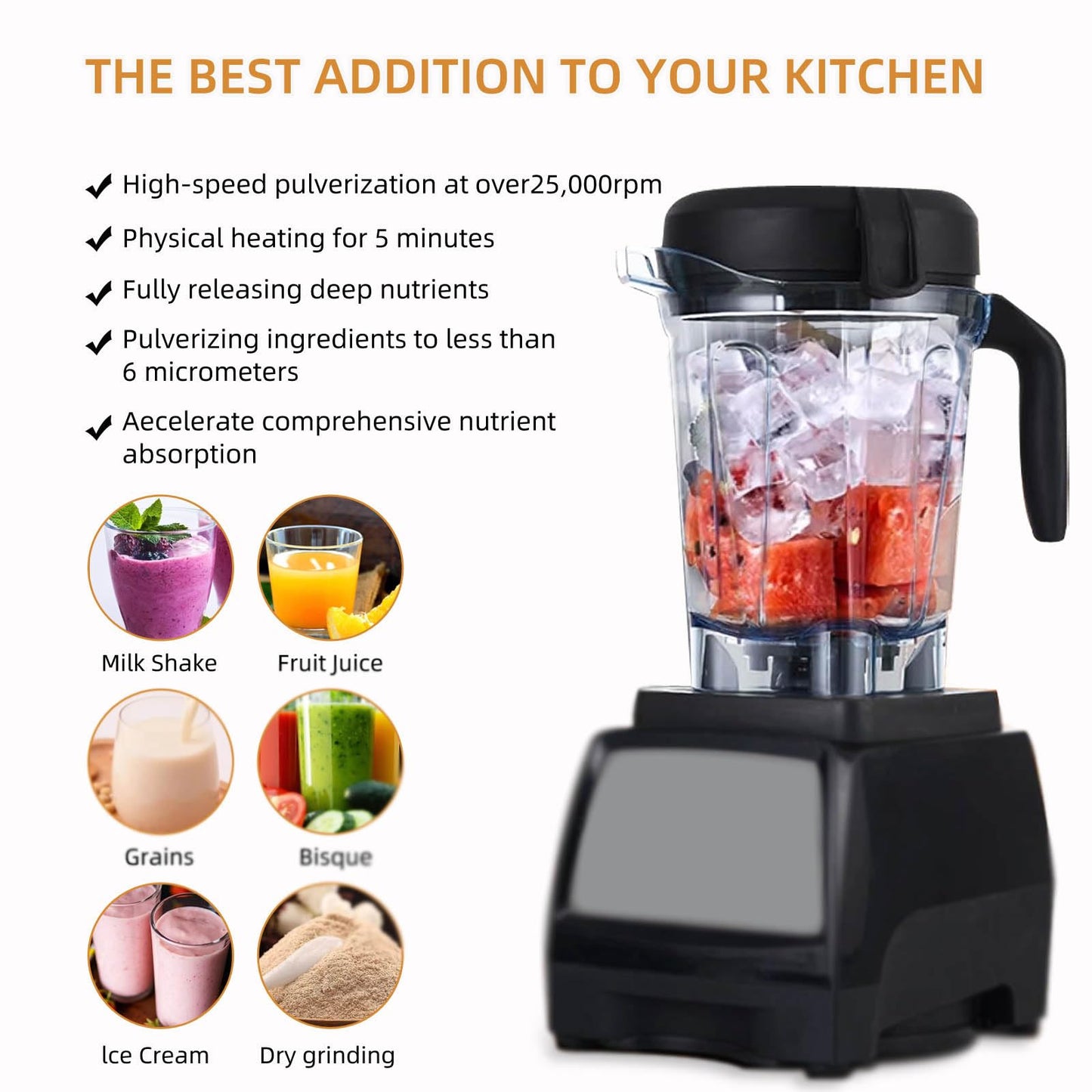 Blender Pitcher 64 oz Low-Profile Container, Compatible with 5200, 750, 5000, 6300, 7500, vm0102, vm0103, vm0197, E310 - Classic/Explorian/Commercial Series Cups