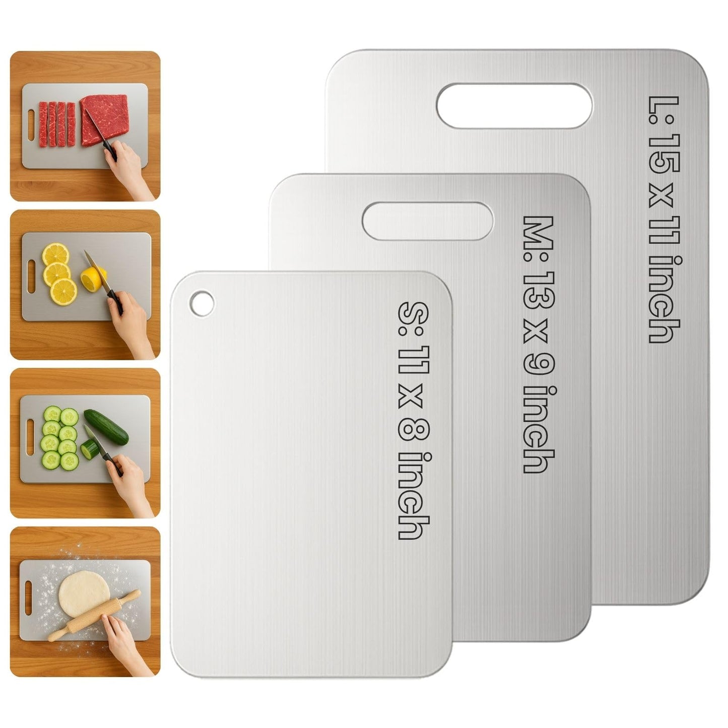 Titanium Cutting Board Set of 3, 2025 New Upgrade 100% Pure Titanium Cutting Boards for Kitchen, Hygiene & Durability Non Stick Chopping Board, 3Pcs Double Sided Cutting Boards (S+M+L)