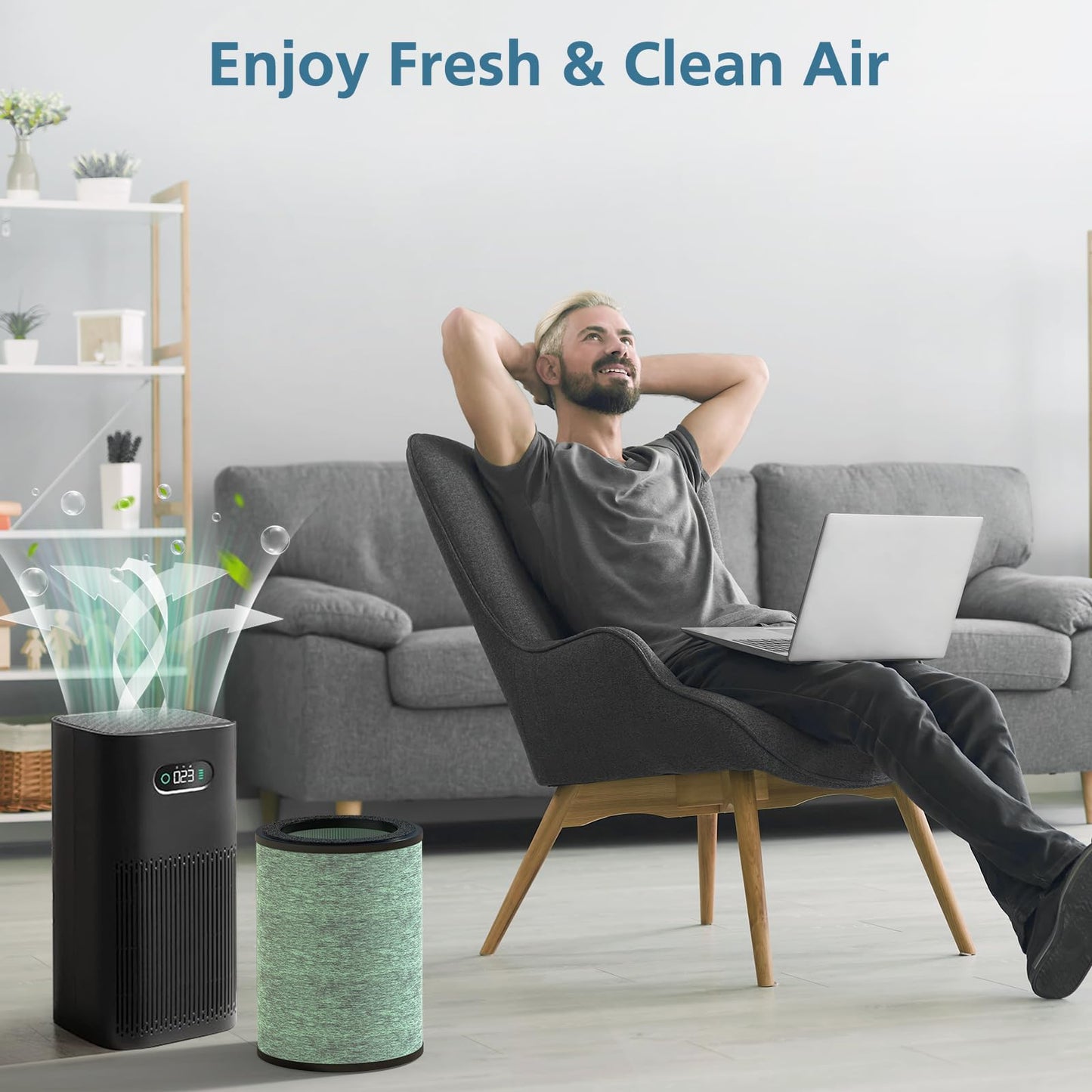 HEPA Filter Replacement Compatible with WYZE Smart Air Purifier, 4-in-1 High-Efficiency Air Filter, Standard Filter, 2 Pack
