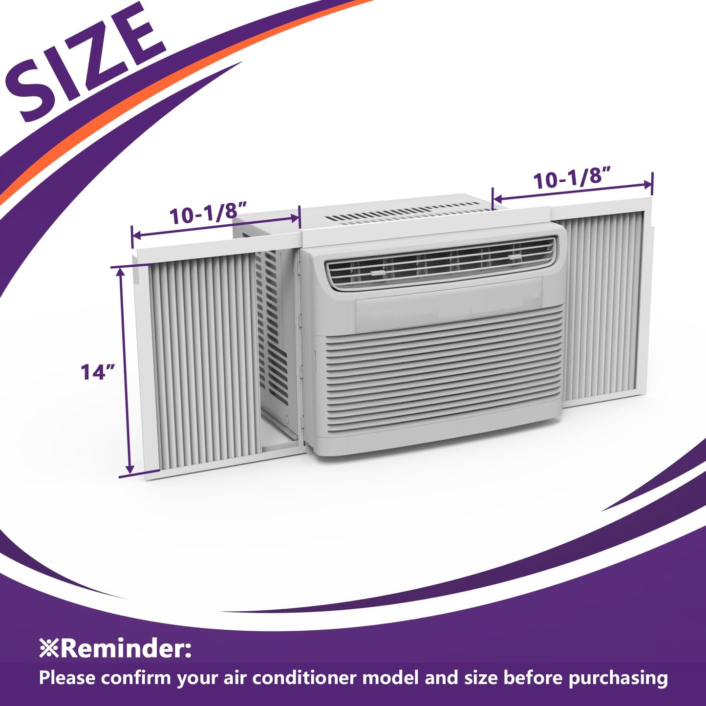 Mxclimate Window Air Conditioner Side Panels with Frame,Window AC Accordion Filler Curtain Kit,Adjustable Insulation Panels for Window AC Seal Replacement Screen (10,000 BTU)