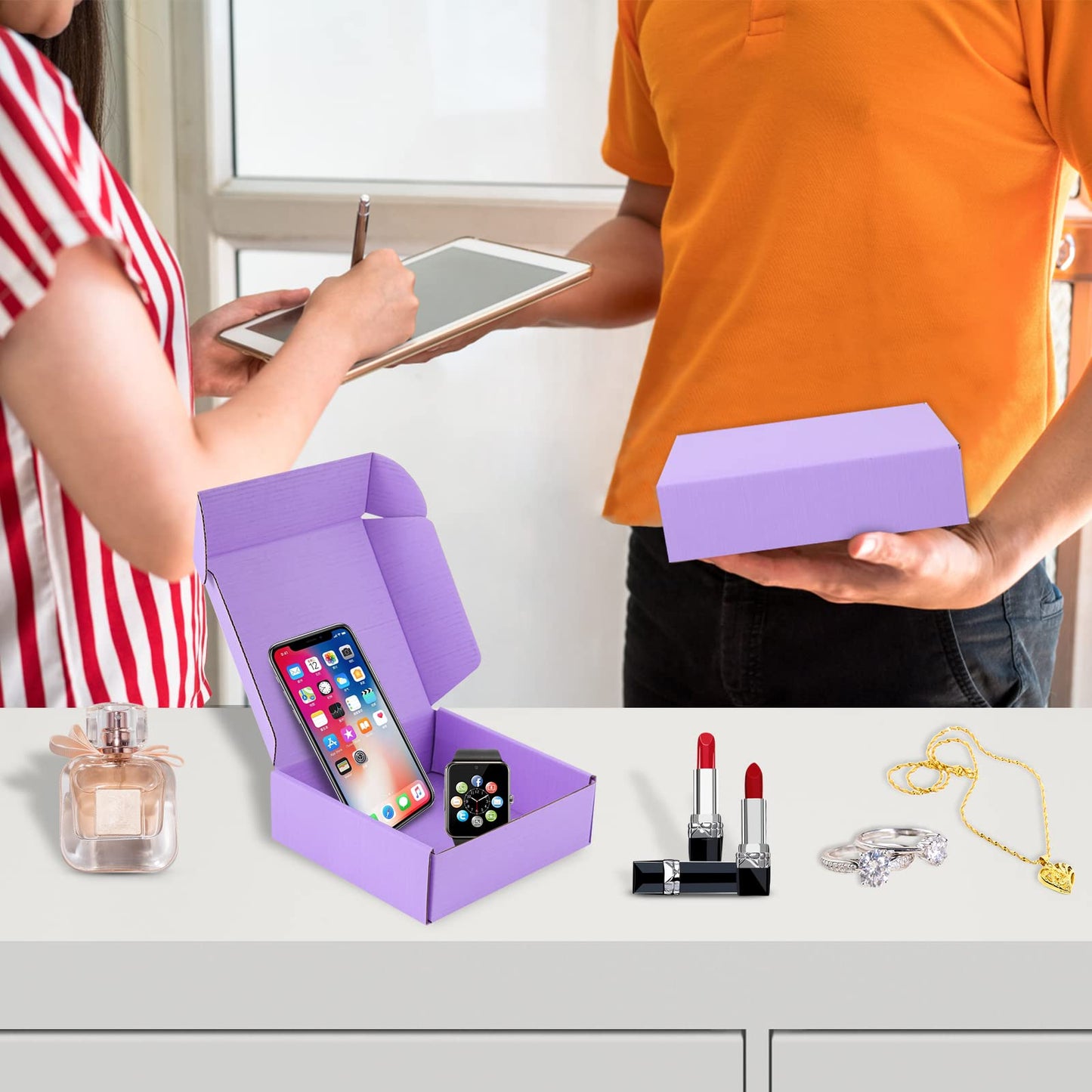 AIYUNNI 25 Pack Small Shipping Boxes Purple Corrugated Cardboard Box 13x10x2 inches，Corrugated Box for Packaging Small Business,Mailing Packing Literature Mailer,Shipping Gift Boxes