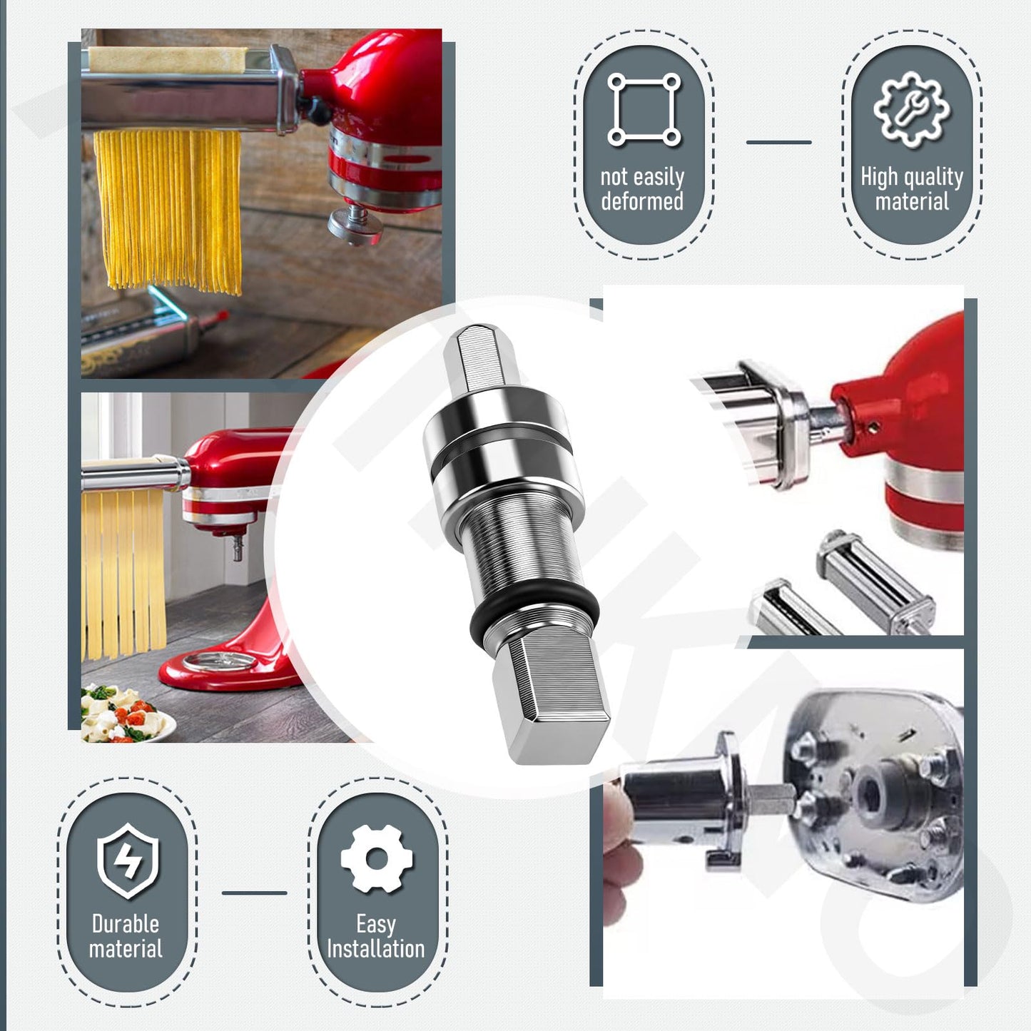 Worm Gear Kit for KitchenAid/Whirl-pool 5QT & 6QT Stand Mixer, Replaces 9706529 9709511 9703337 9709231, Contain 4 Oz Food Grade Grease, Mixer Attachment Holders, Pasta Attachment Shear Shaft Coupler