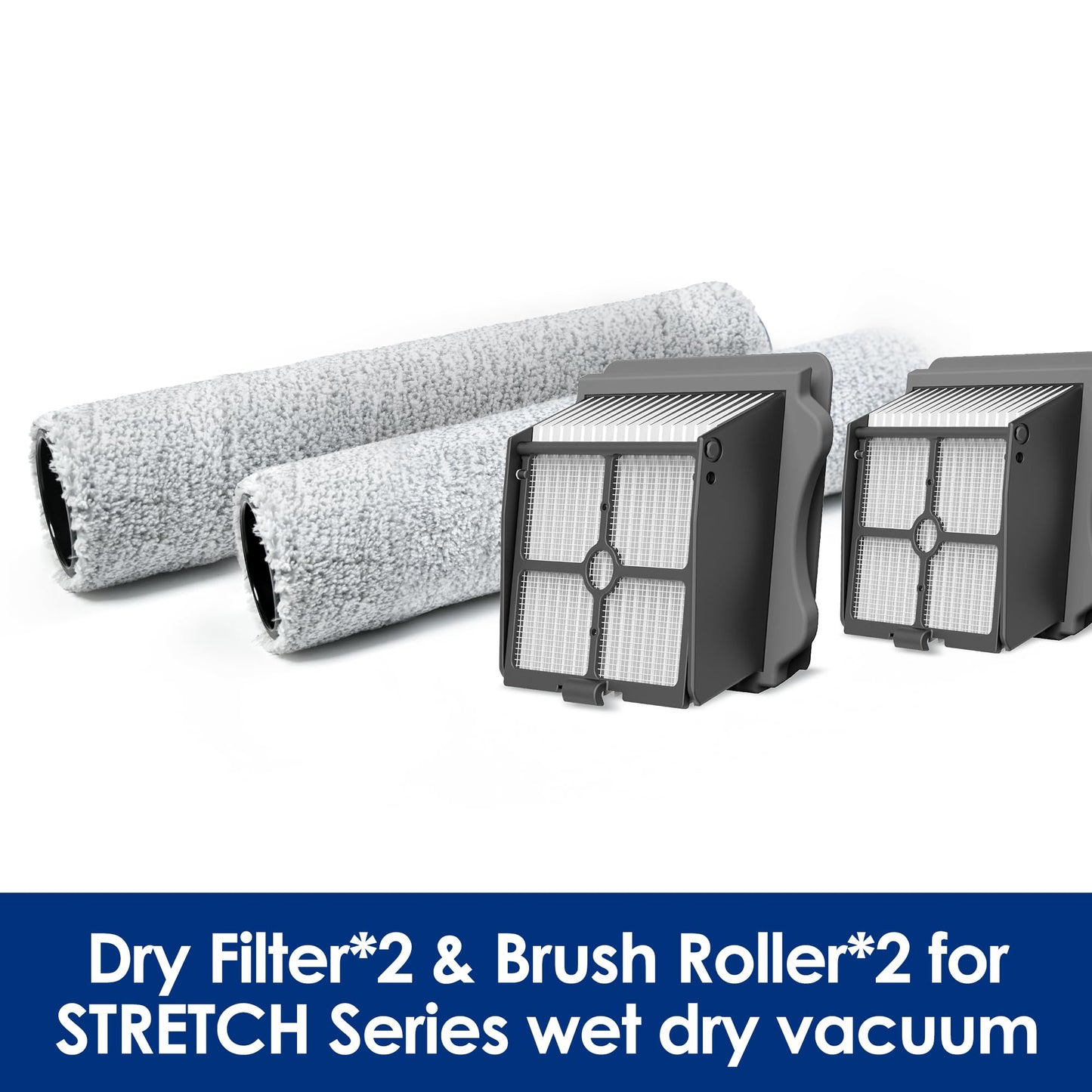 Tineco Replacement 2 Dry Filter & 2 Brush Roller for S9 Artist Pro, S9 Artist/ S7 Stretch/S6 Stretch Steam Series, S7 Artist, S7 Stretch Ultra, i5/i6 Stretch, Stretch S6, Switch i5/S6 Stretch Breeze