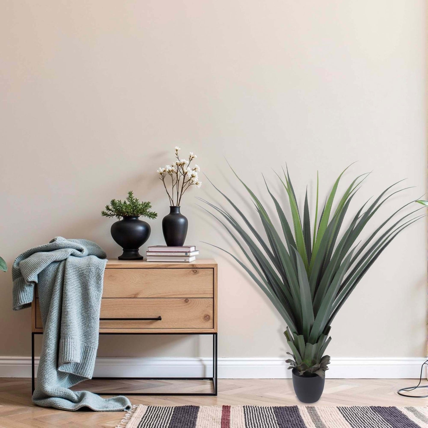 Logkity Artificial Spiked Agave Plant 40inch Faux Agave Plants for Front Porch Patio Indoor Outdoor Home Office Decor